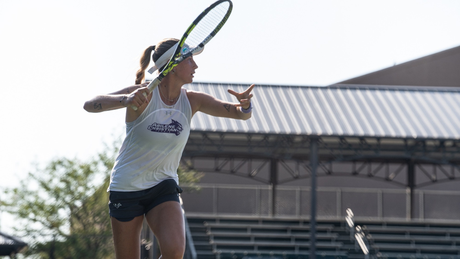 Alice Klinteby hits a ball during practice in August 2025