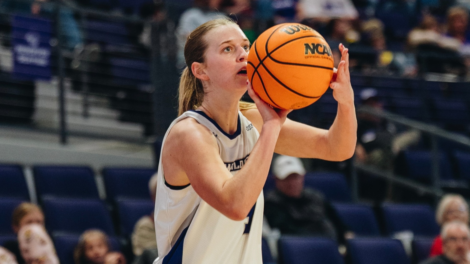 Erin Woodson shoots the ball in ACU's 72-48 win over Buffalo at Moody Coliseum on Dec. 20, 2025.