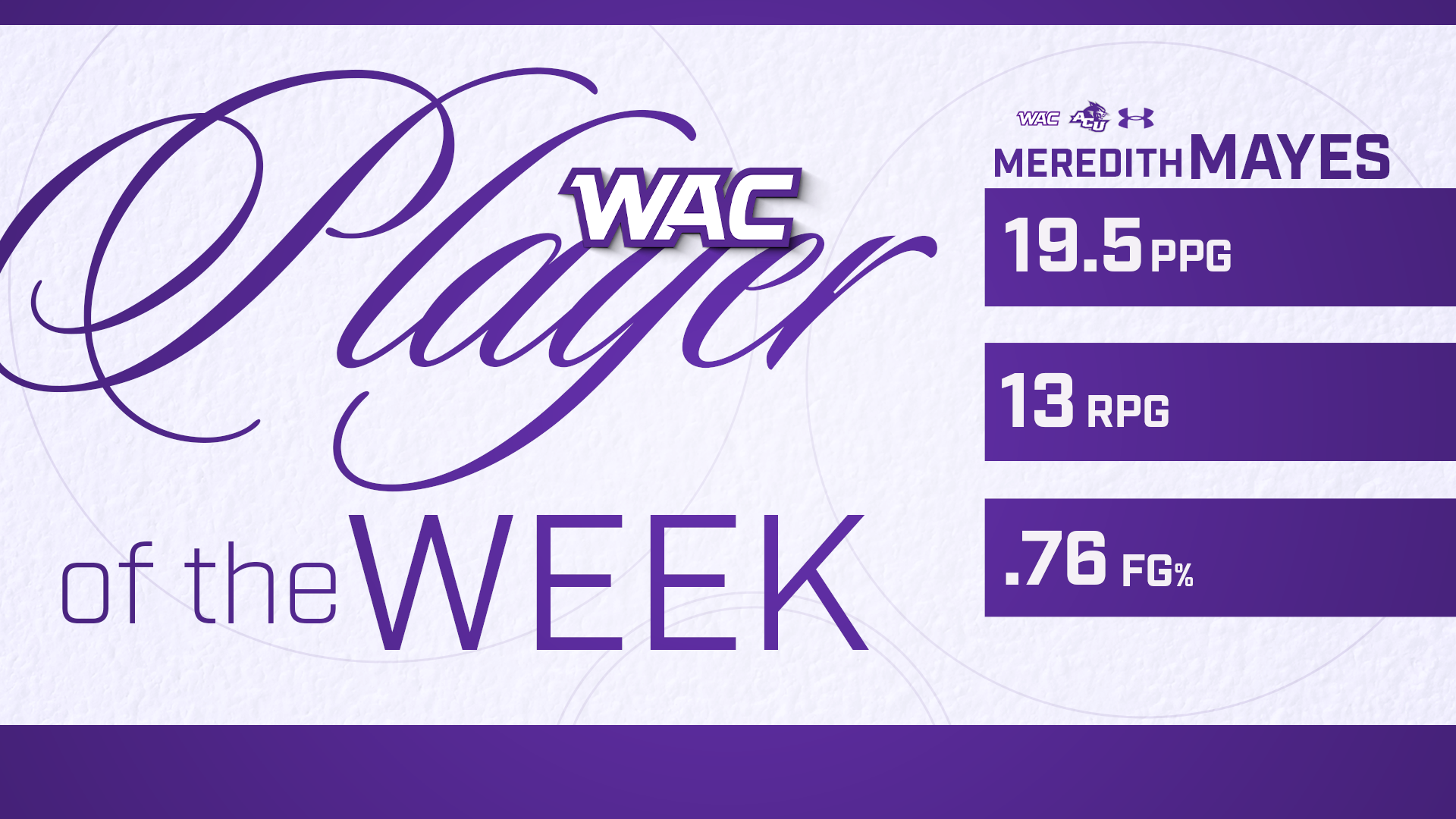 Meredith Mayes WAC Player of the Week Graphic