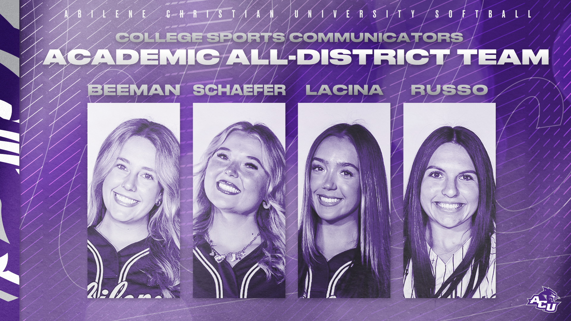 ACU softball 2025 academic all-district graphic