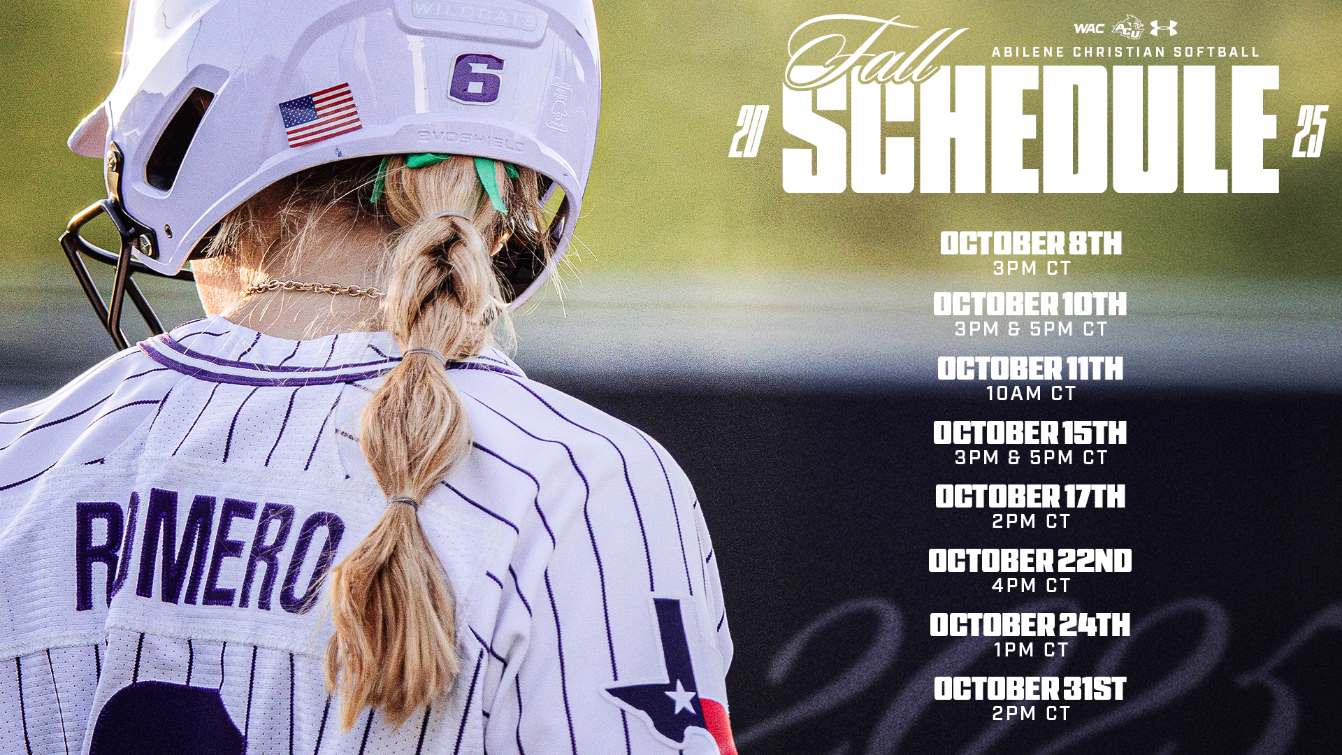 ACU softball fall 2025 schedule graphic