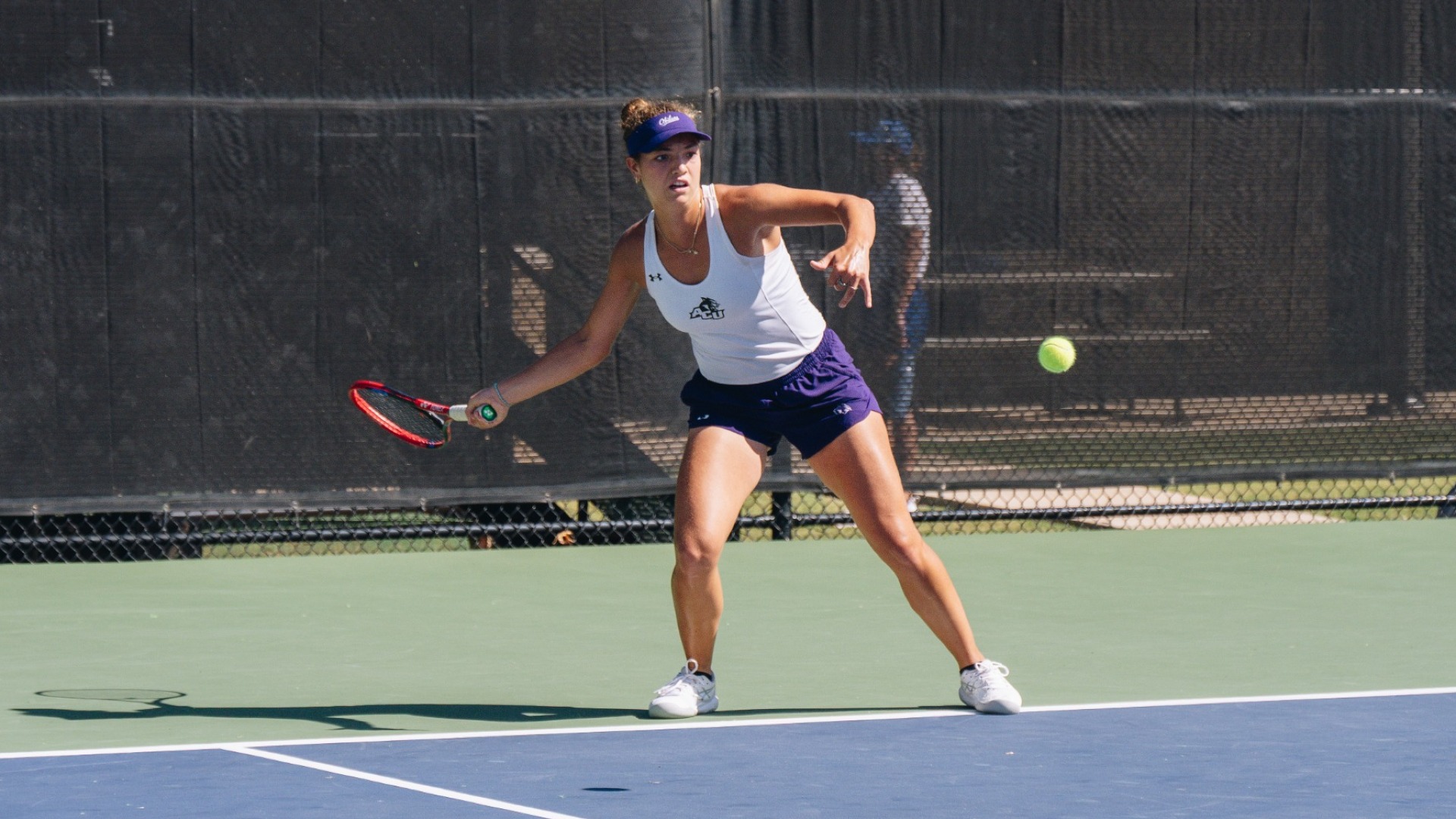 Masha Vrsalovic hits a ball at the ACU Invite