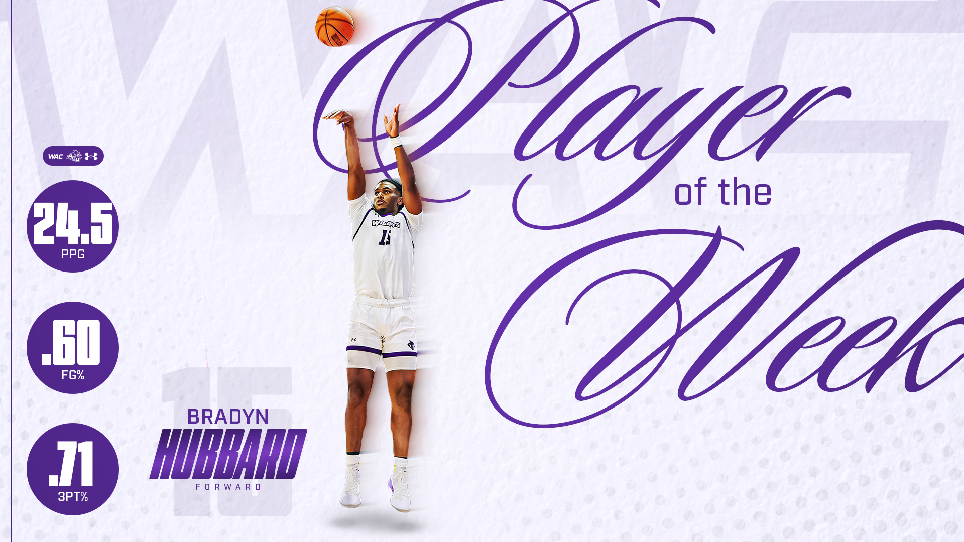 Bradyn Hubbard Player of the Week graphic Jan 12, 2026