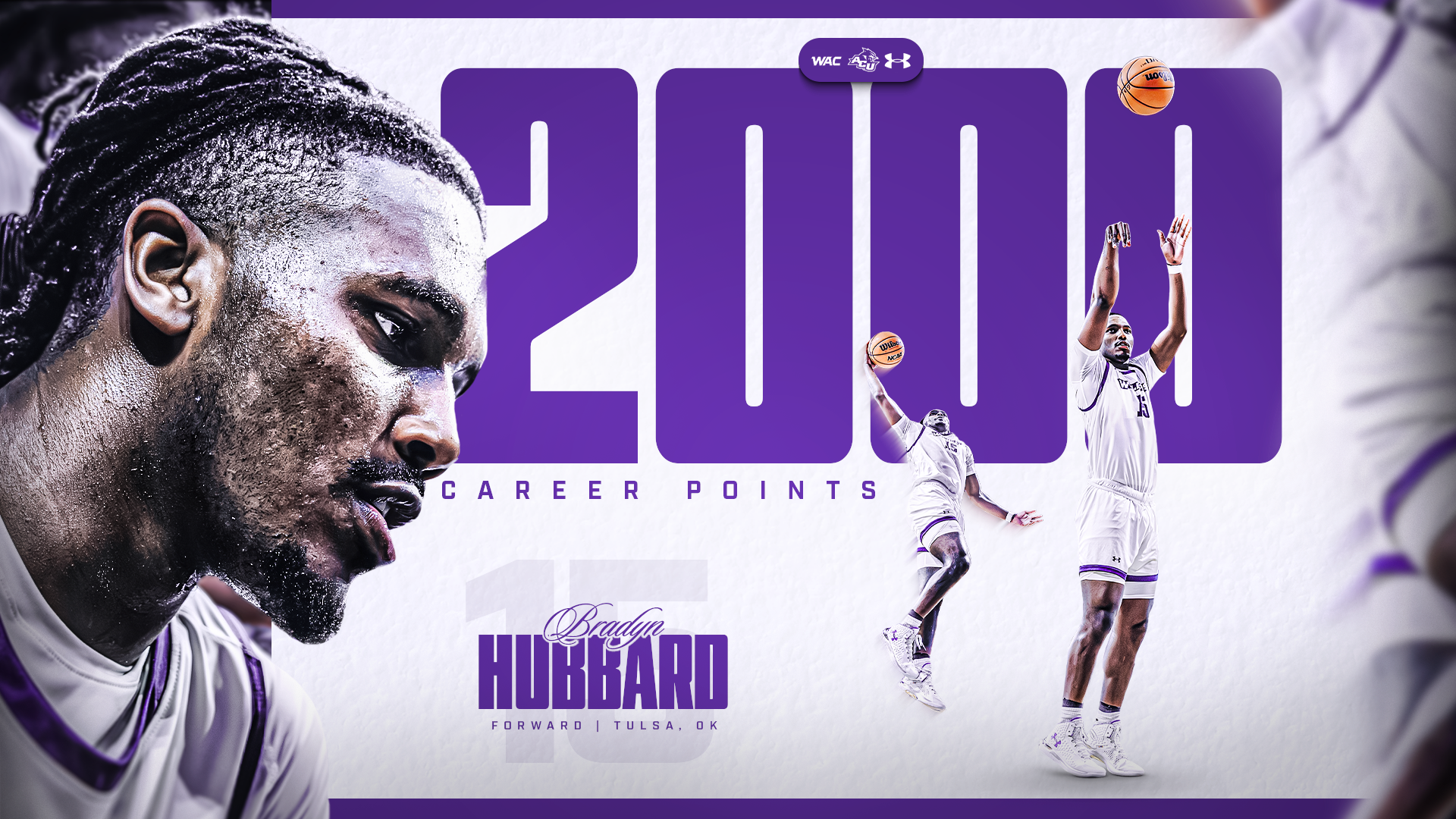 Bradyn Hubbard 2,000 career points graphic