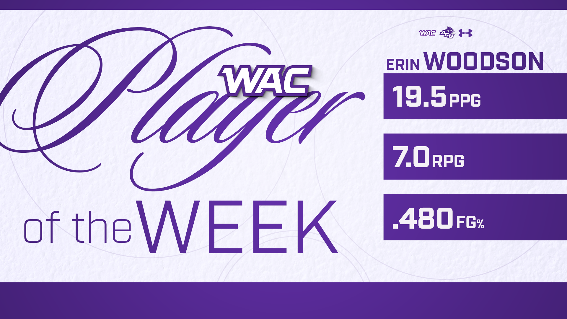 Erin Woodson WAC Player of the Week 1/20 Graphic
