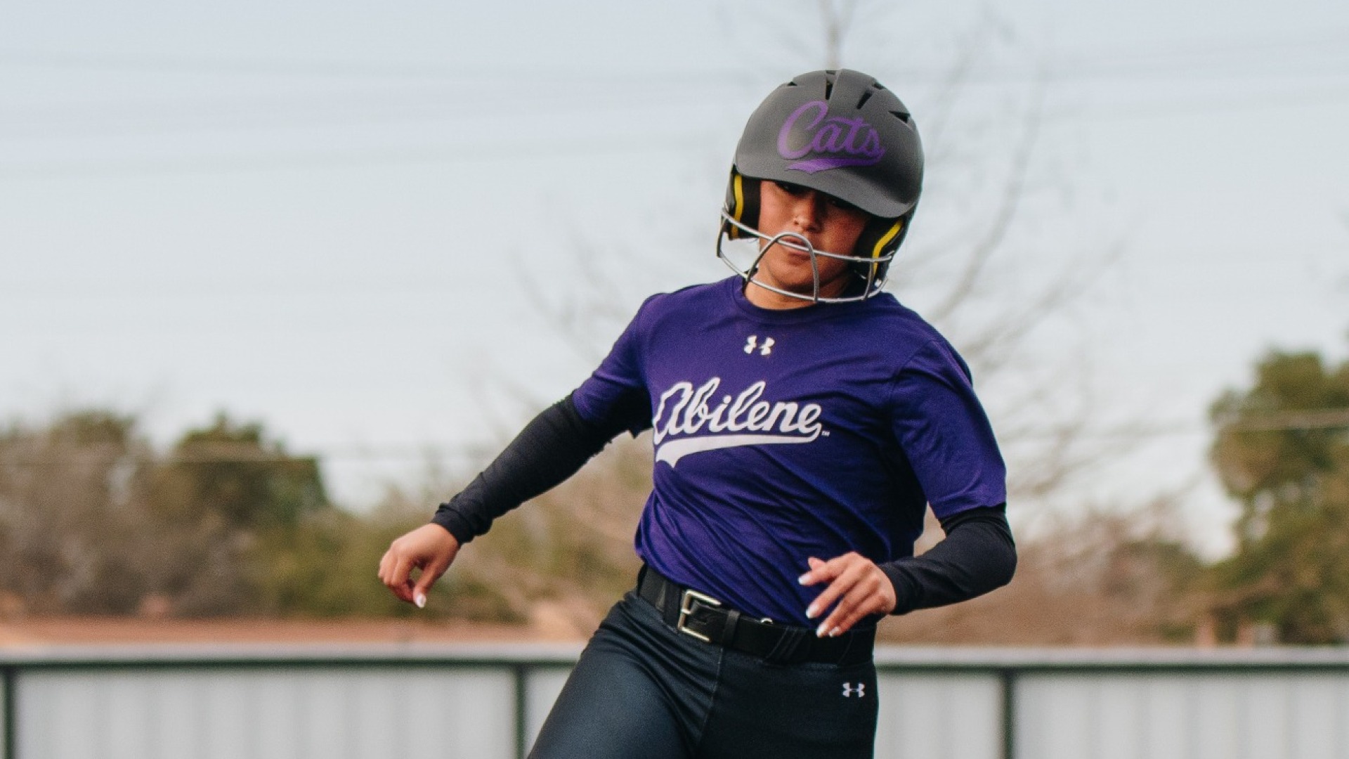 An ACU player rounds third base during a practice on January 13, 2026
