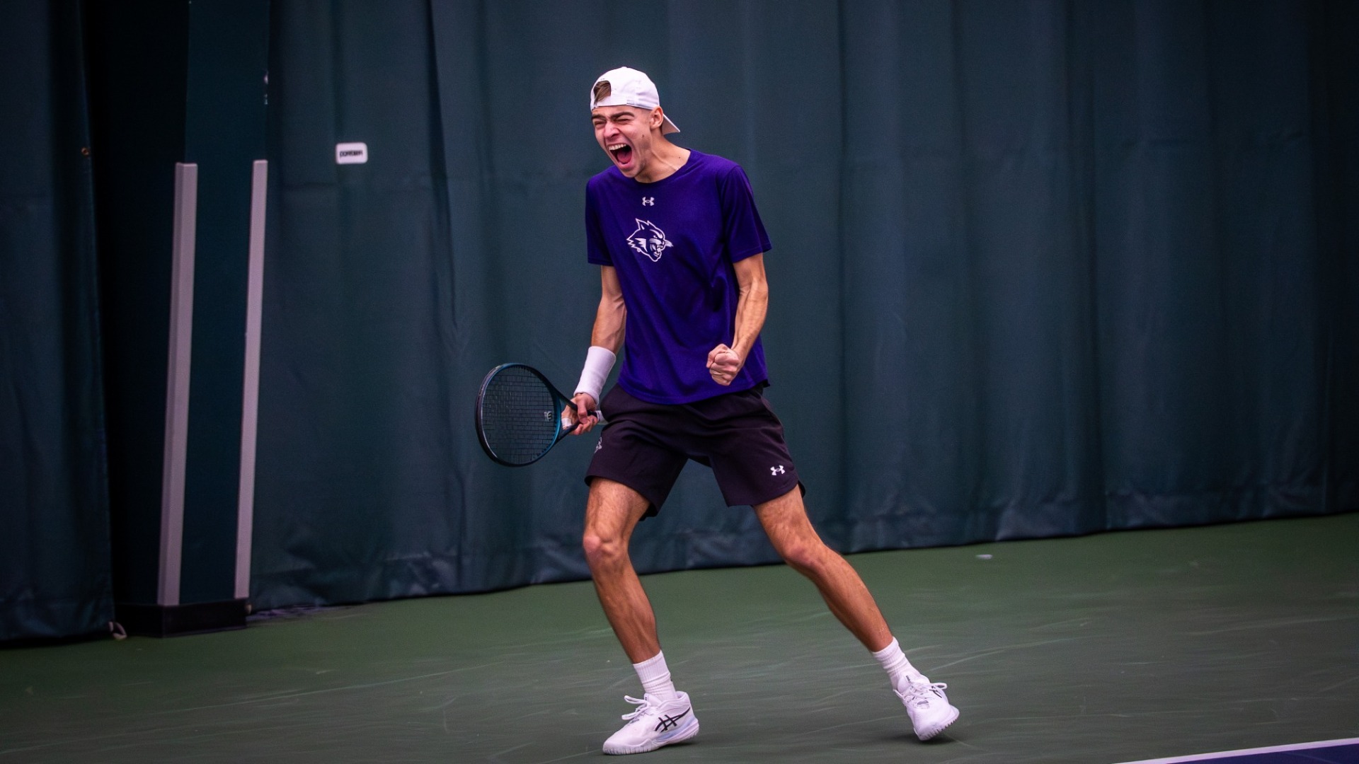 Merse Deli shouts in excitement during a match against Tyler Junior College on February 6, 2025