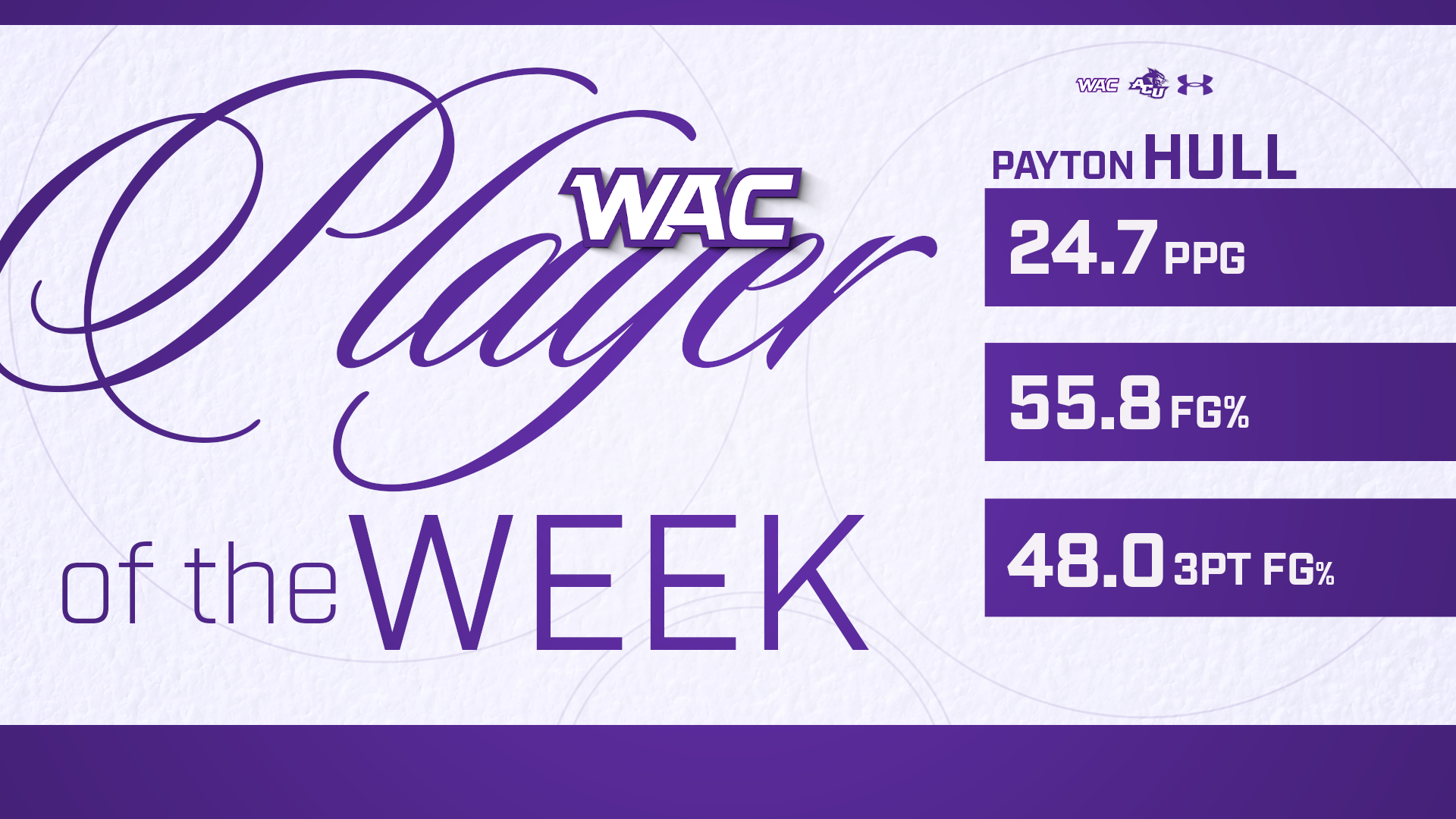 Payton Hull WAC Player of the Week Graphic 2/9/26