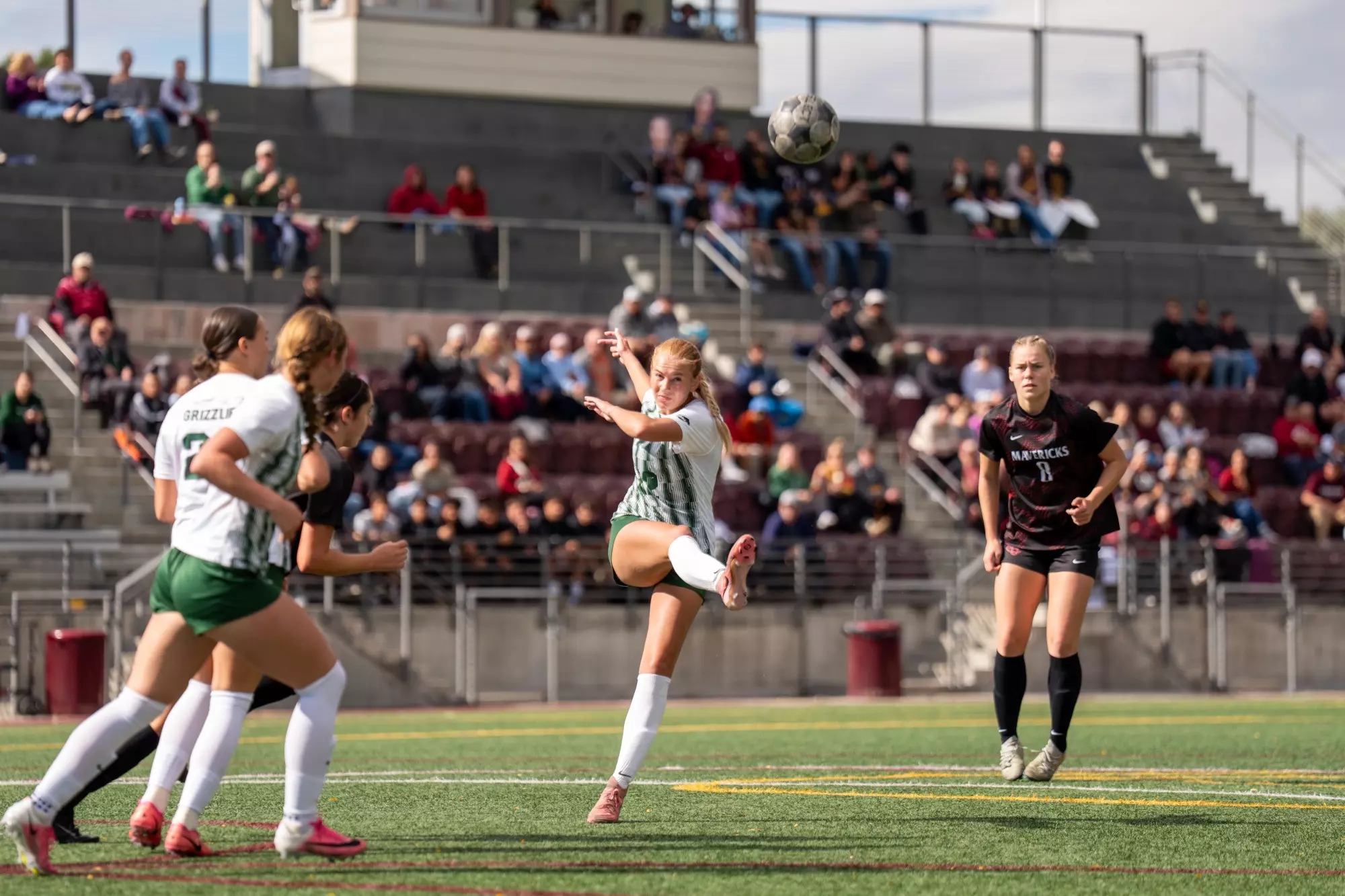 Adams State #22 Shay Norden fires off a shot in their matchup in Grad Junction against Colorado Mesa on October 11, 2026