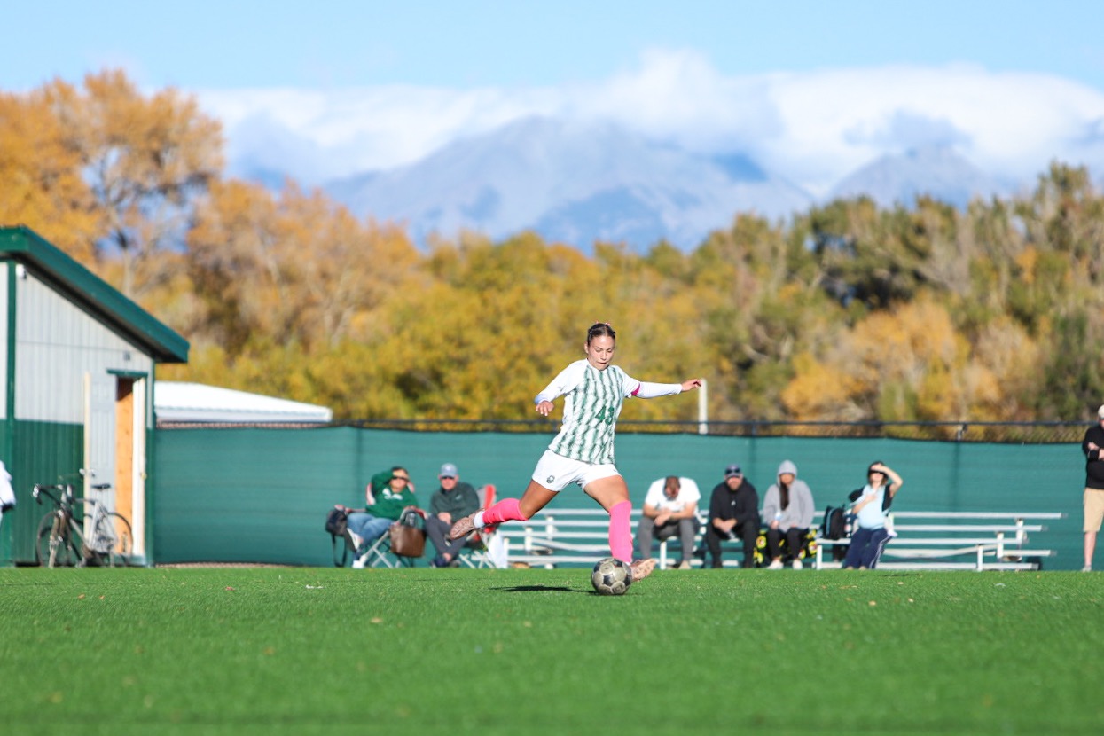 Adams State #43 Kirea (Shorty) Robertson reels back to make a kick in the matchup against MSU Denver on October 15, 2026