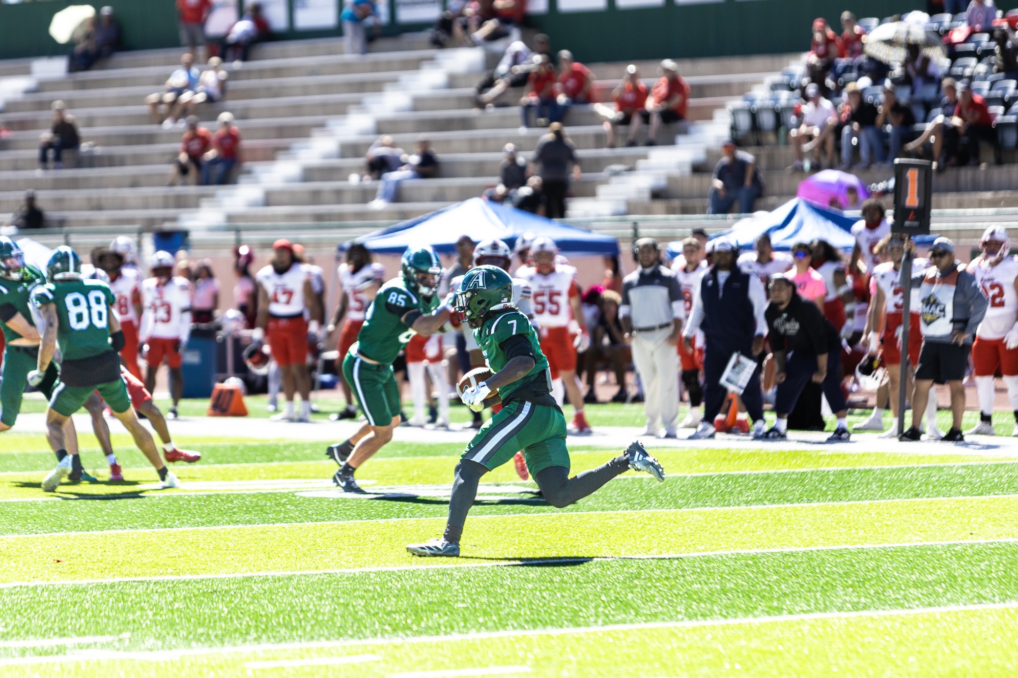 Adams State #7 Andre Branch runs with the ball in their matchup against Colorado State University Pueblo on October 3, 2026