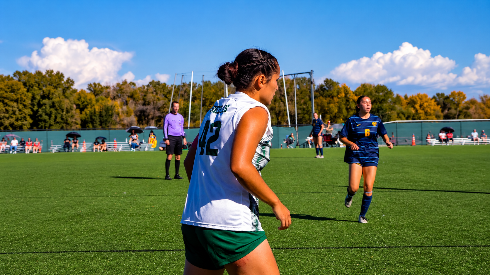 Adams State #42 Laruen Ocampo looks ahead in their matchup against Fort Lewis on October 4, 2026