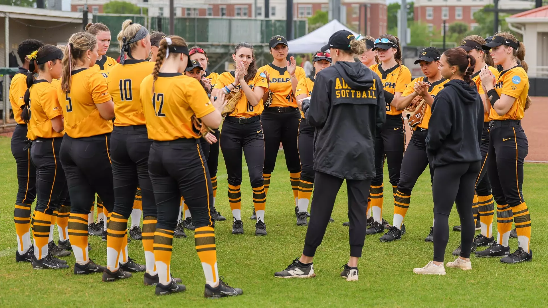 Mar 10, 2025; Melbourne, FL, USA; Adelphi softball during a game against Florida Tech at the Nancy Bottge Field. Mandatory Credit: Mike Watters