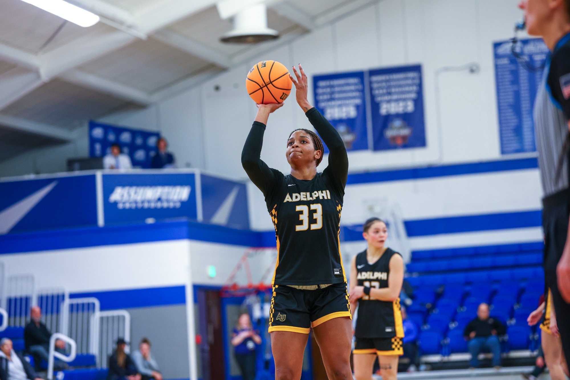 January, 7, 2026; Worcester, Massachusetts;  during a Northeast-10 conference matchup between Adelphi and Assumption. Photo by Brian Foley for Foley Photography