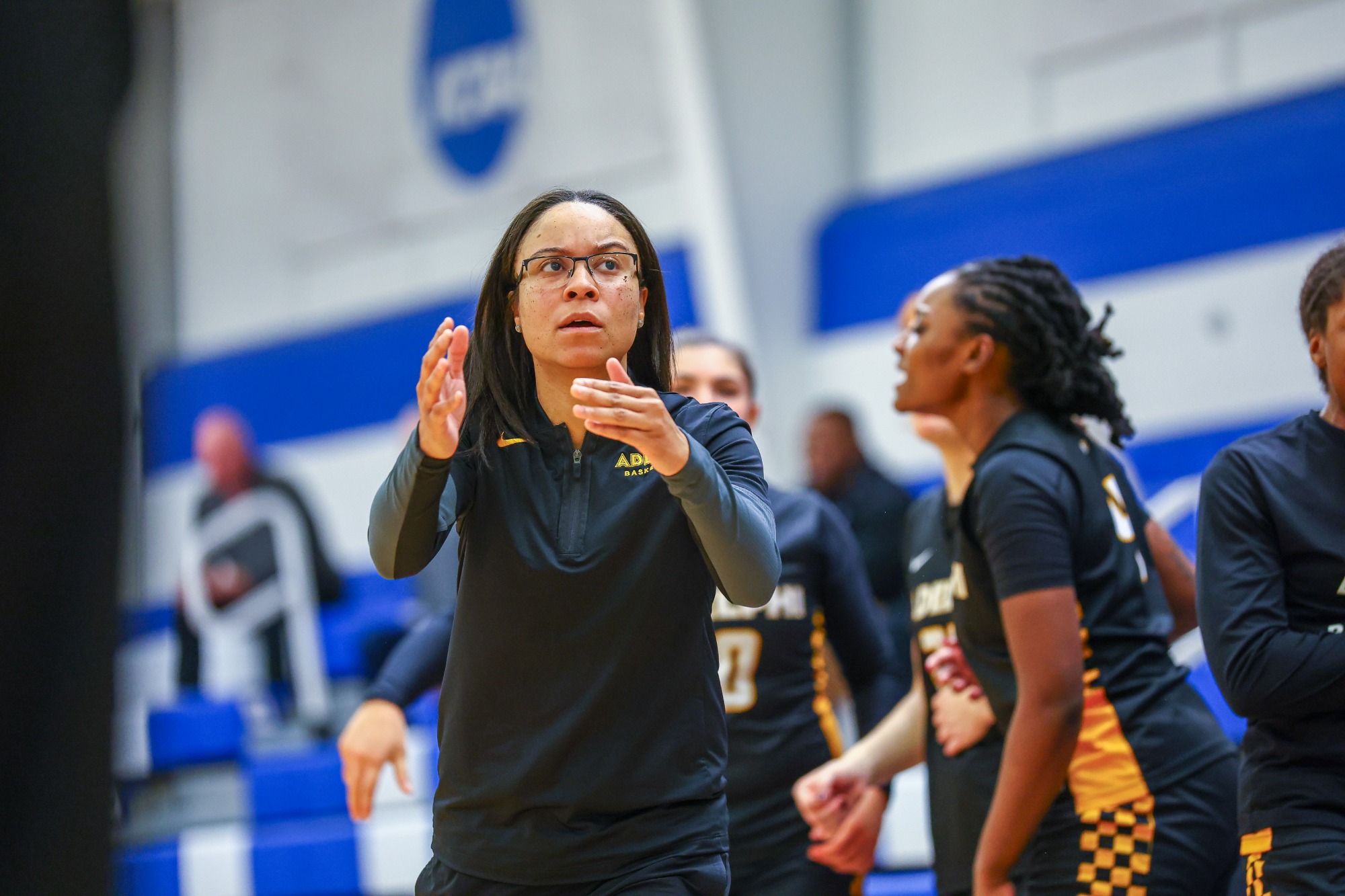 January, 7, 2026; Worcester, Massachusetts;  during a Northeast-10 conference matchup between Adelphi and Assumption. Photo by Brian Foley for Foley Photography