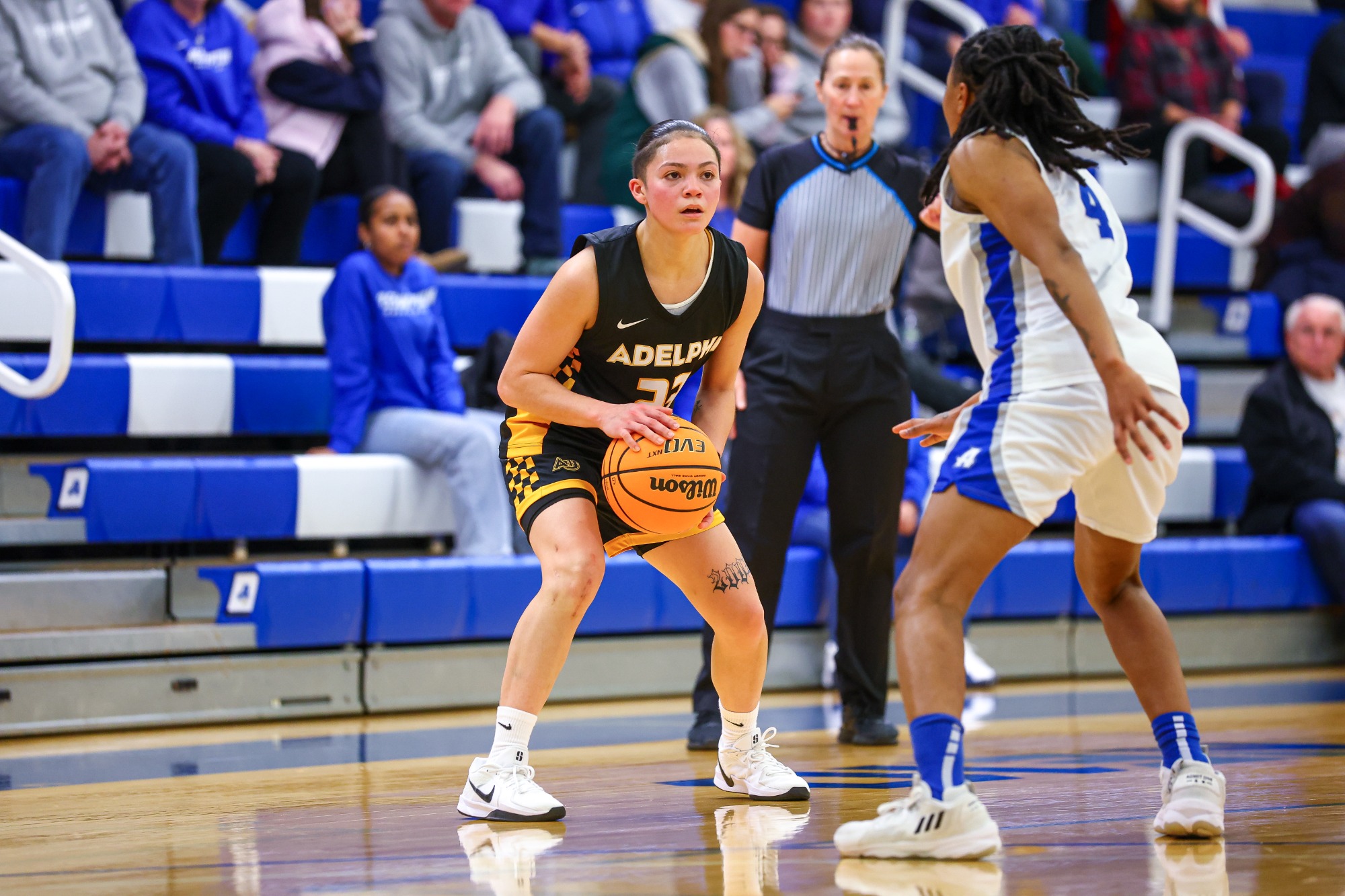 January, 7, 2026; Worcester, Massachusetts;  during a Northeast-10 conference matchup between Adelphi and Assumption. Photo by Brian Foley for Foley Photography