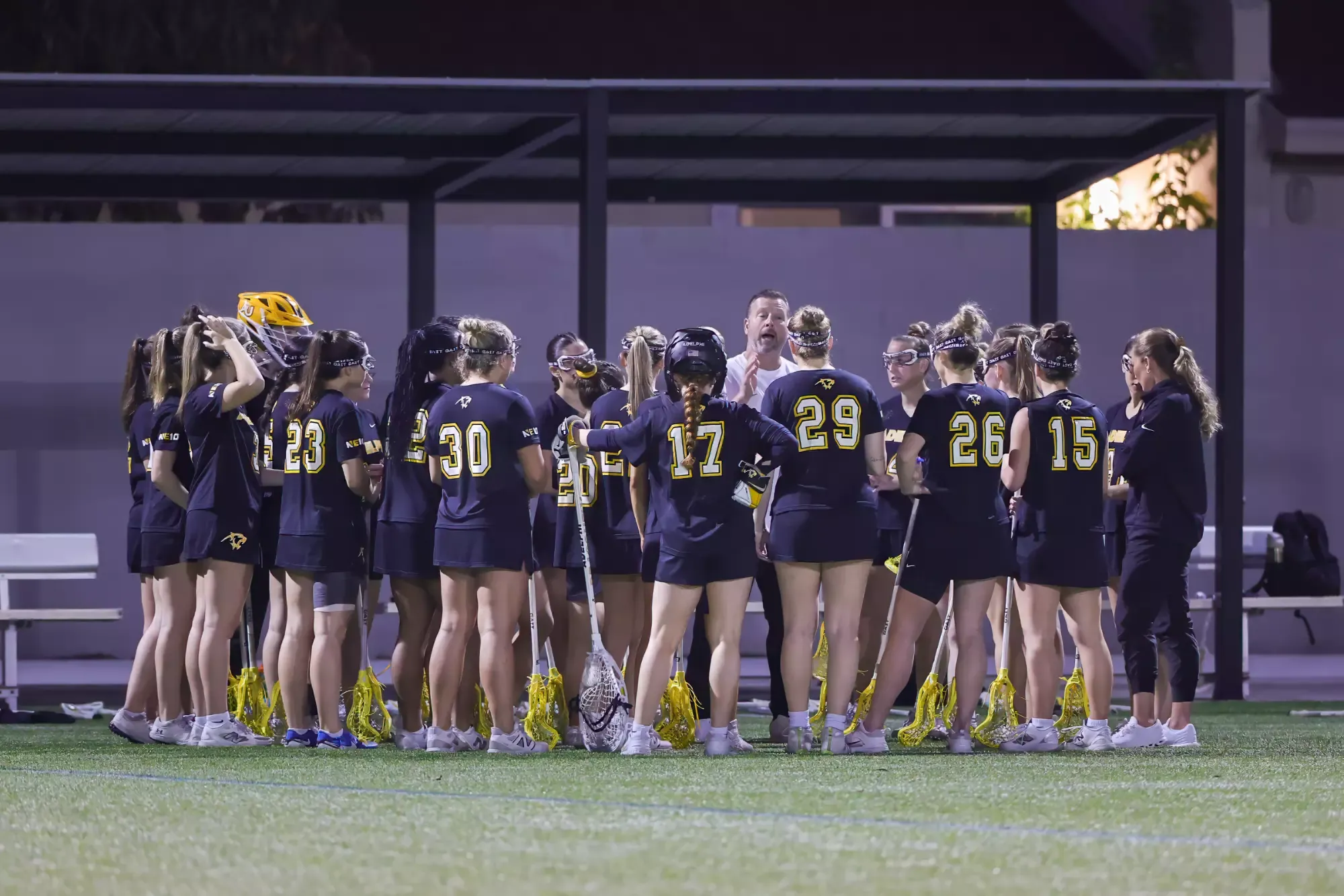 Feb 17, 2026; Melbourne, FL, USA; Adelphi women's lacrosse during a game against Florida Tech at the Florida Tech’s Rick Stottler Field. Mandatory Credit: Mike Watters
