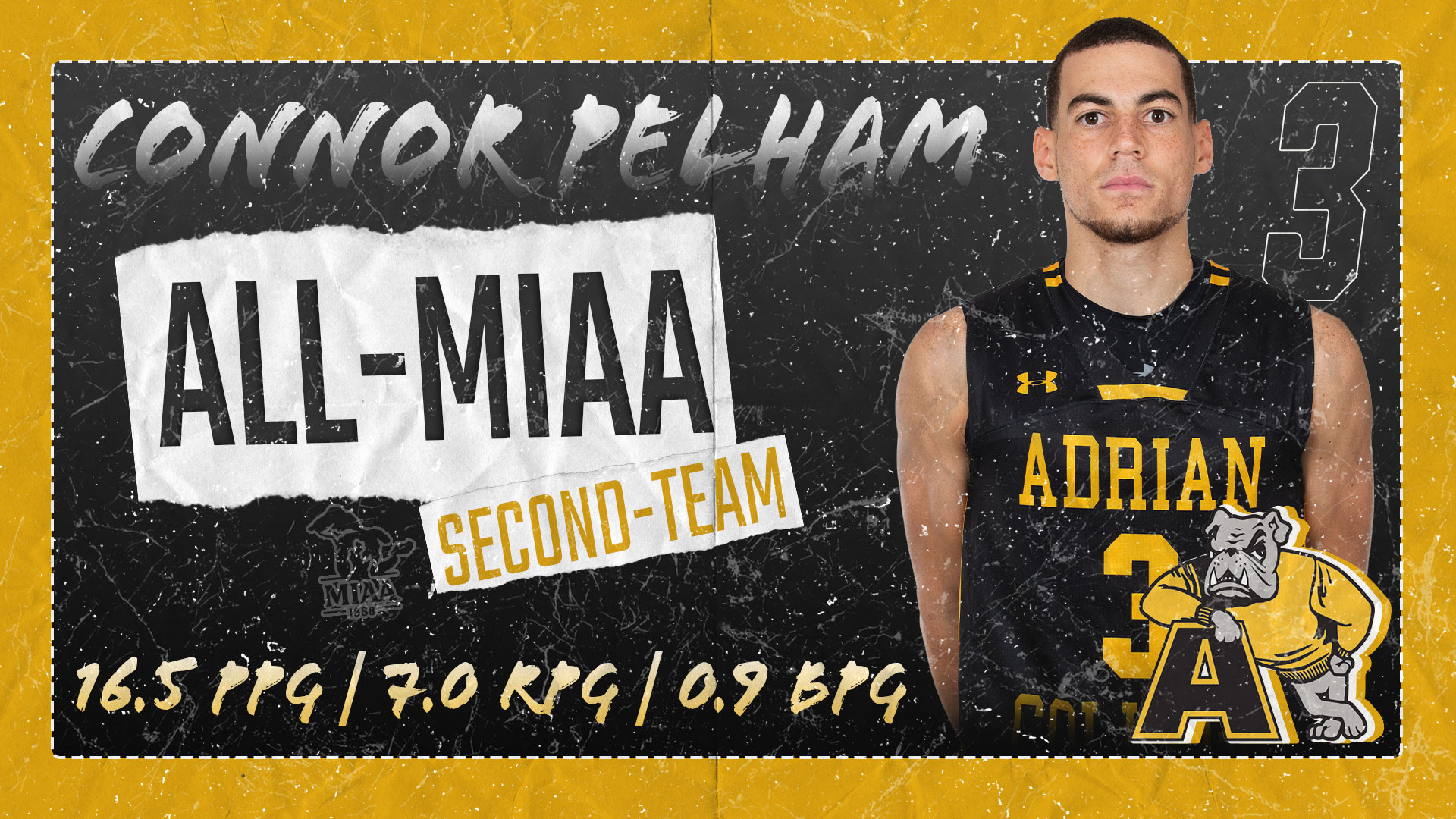 Connor Pelham Named AllMIAA Second Team Adrian College