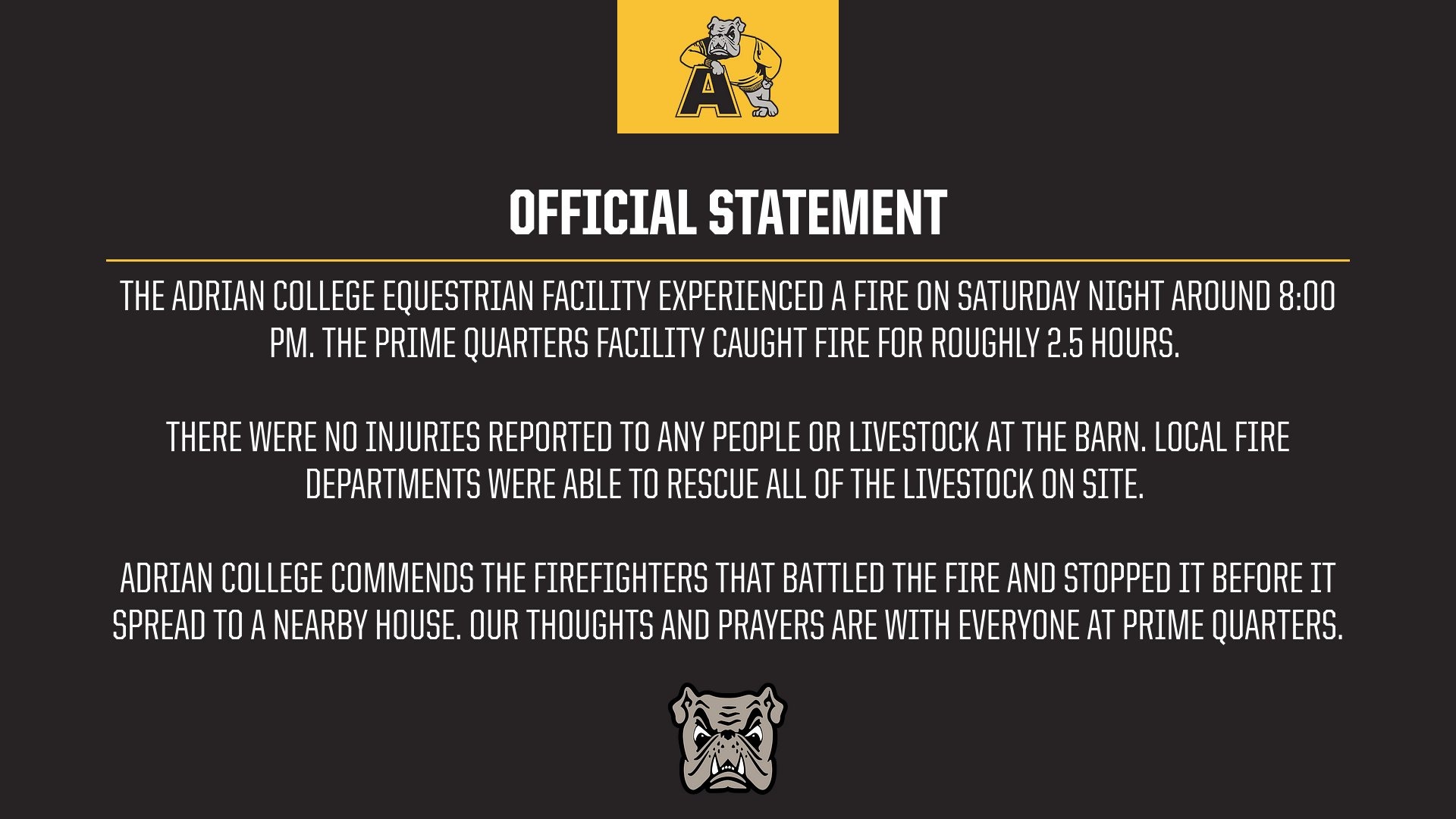 Prime Quarters Statement