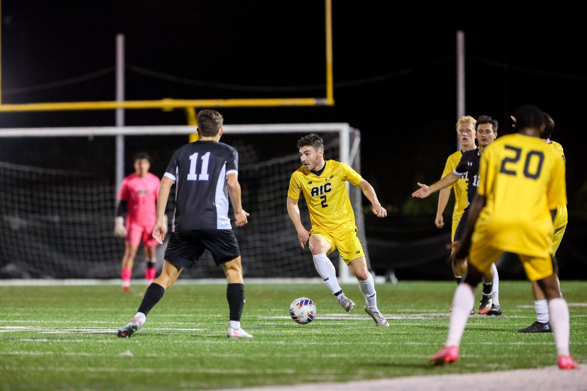 Joe Albano plays the ball against Bentley