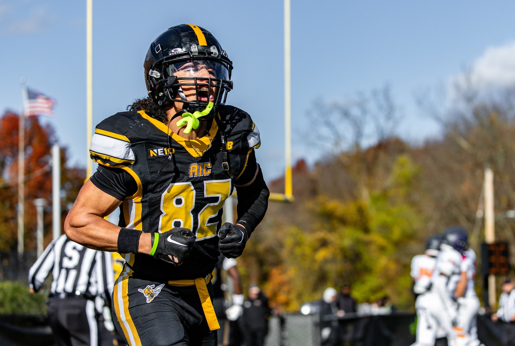 Andres Perez celebrates a touchdown against Post
