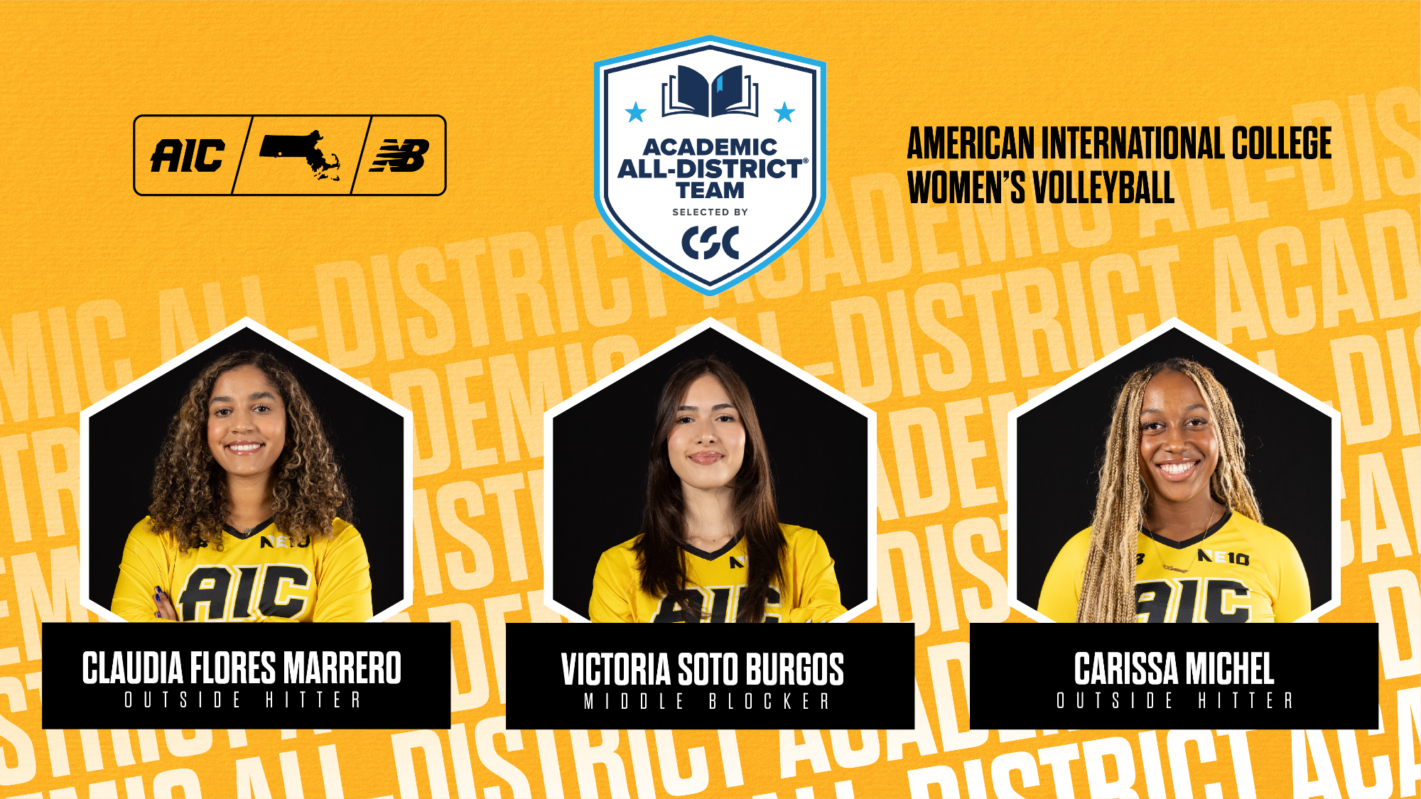 AIC Women's Volleyball CSC Academic All-District 2025