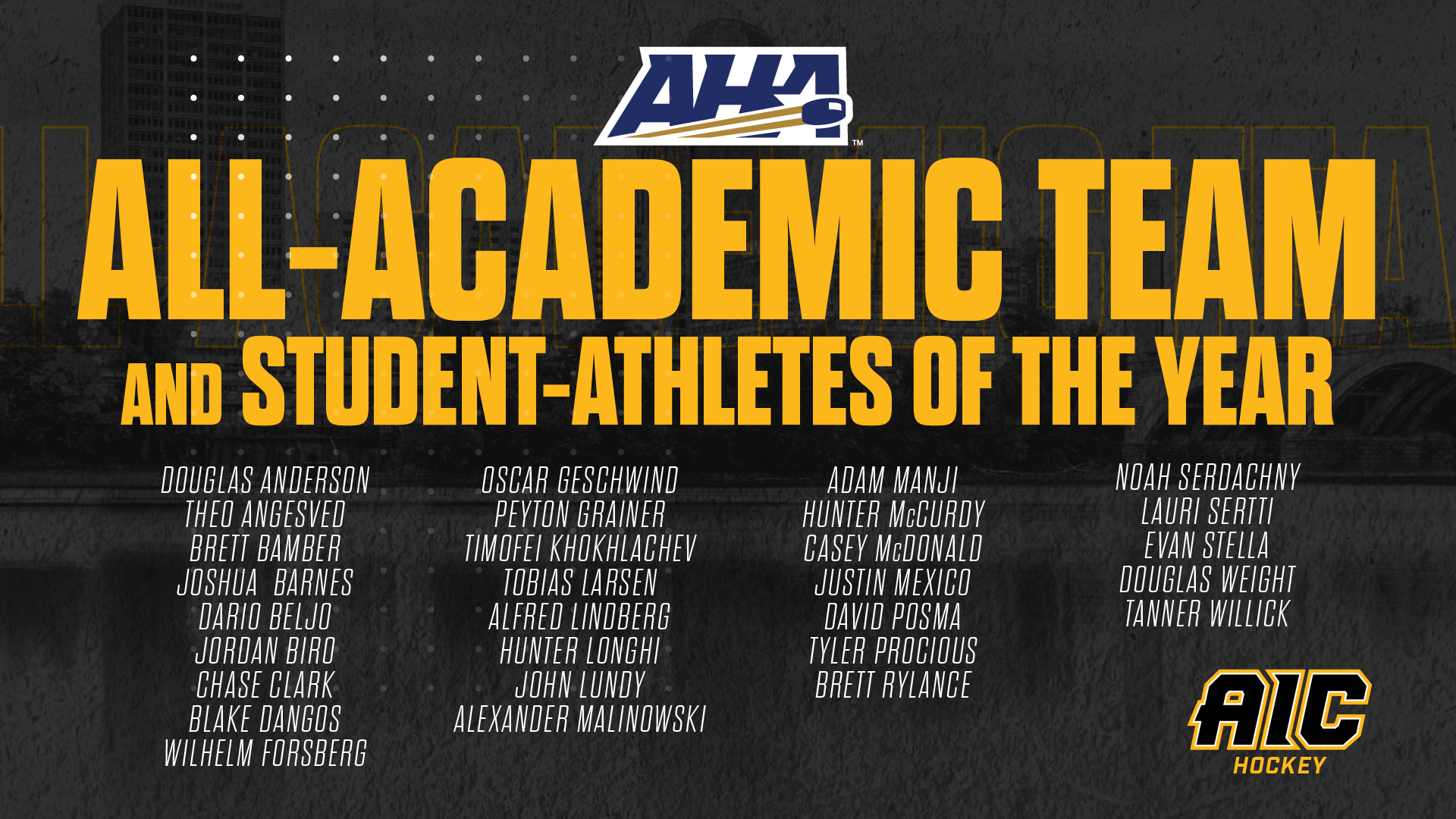 AHA All-Academic Team and Student Athletes of the Year