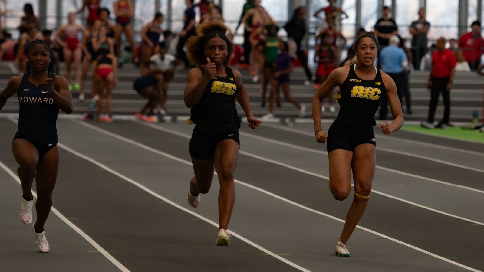 Jodiann Ebanks gives a thumbs up in a race on Staten Island