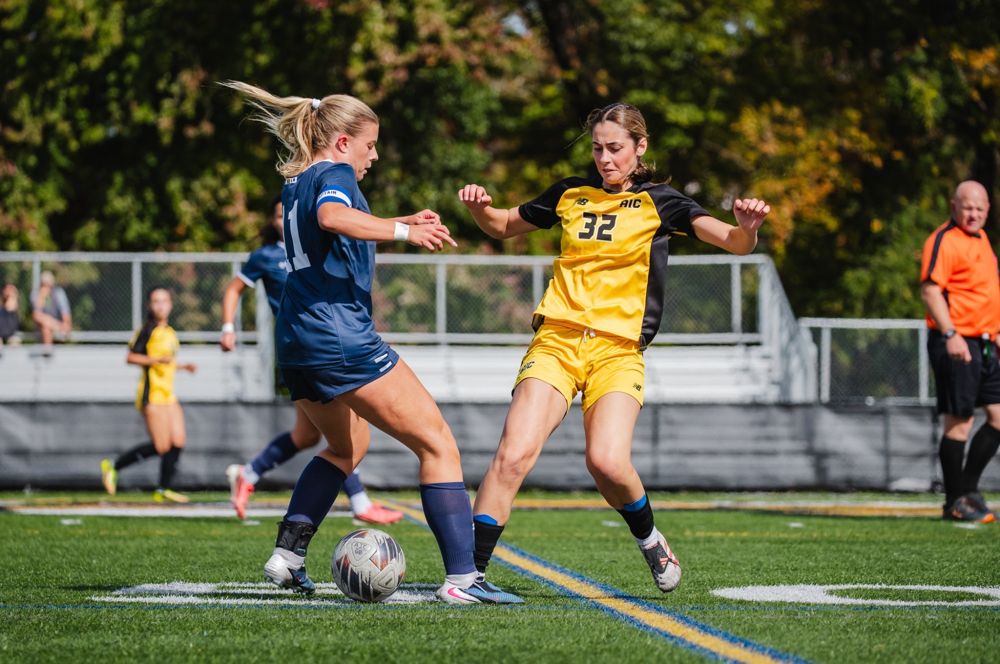 Emali Goulas plays the ball on her senior day