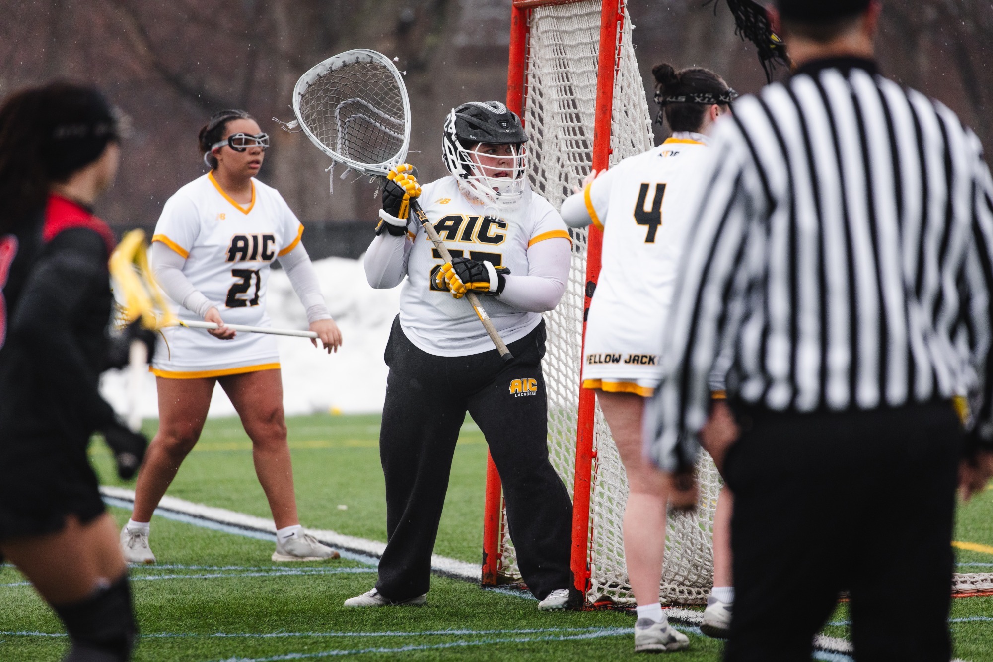 Maggie Kloster stands in net for women's lacrosse