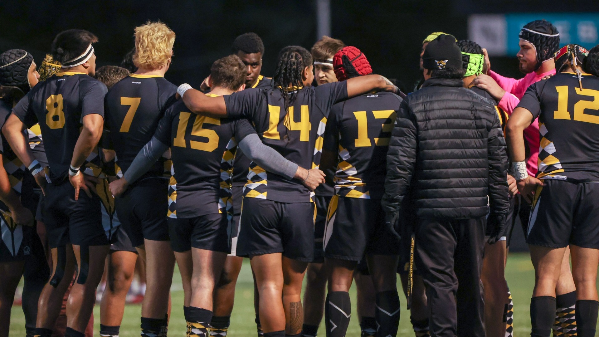 Fall 2025 AIC Rugby Team Huddle