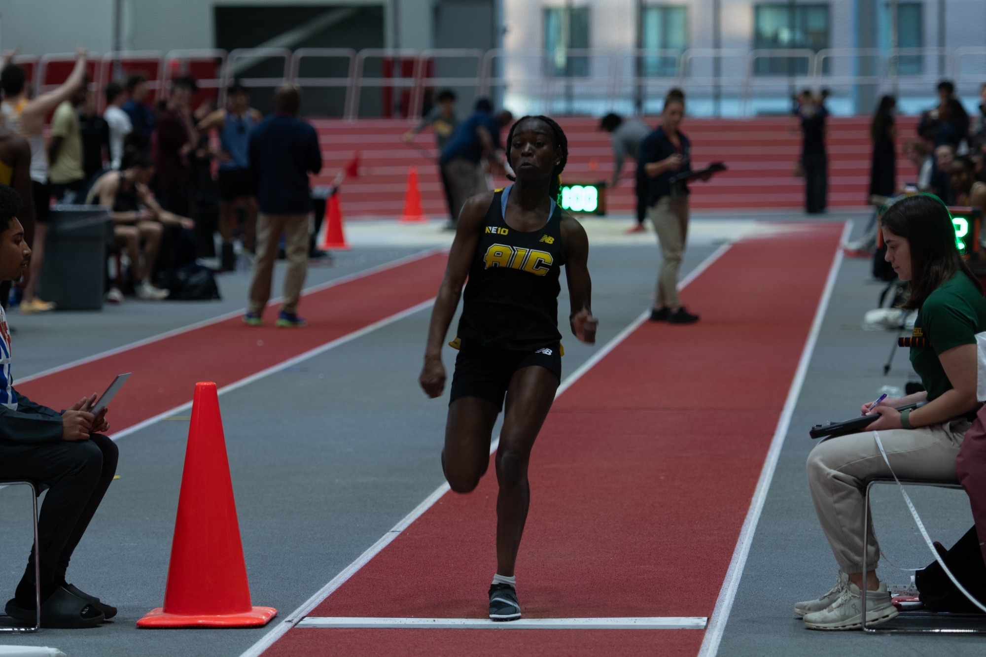 Hawaye Adam jumps at the NE10 Championship 
