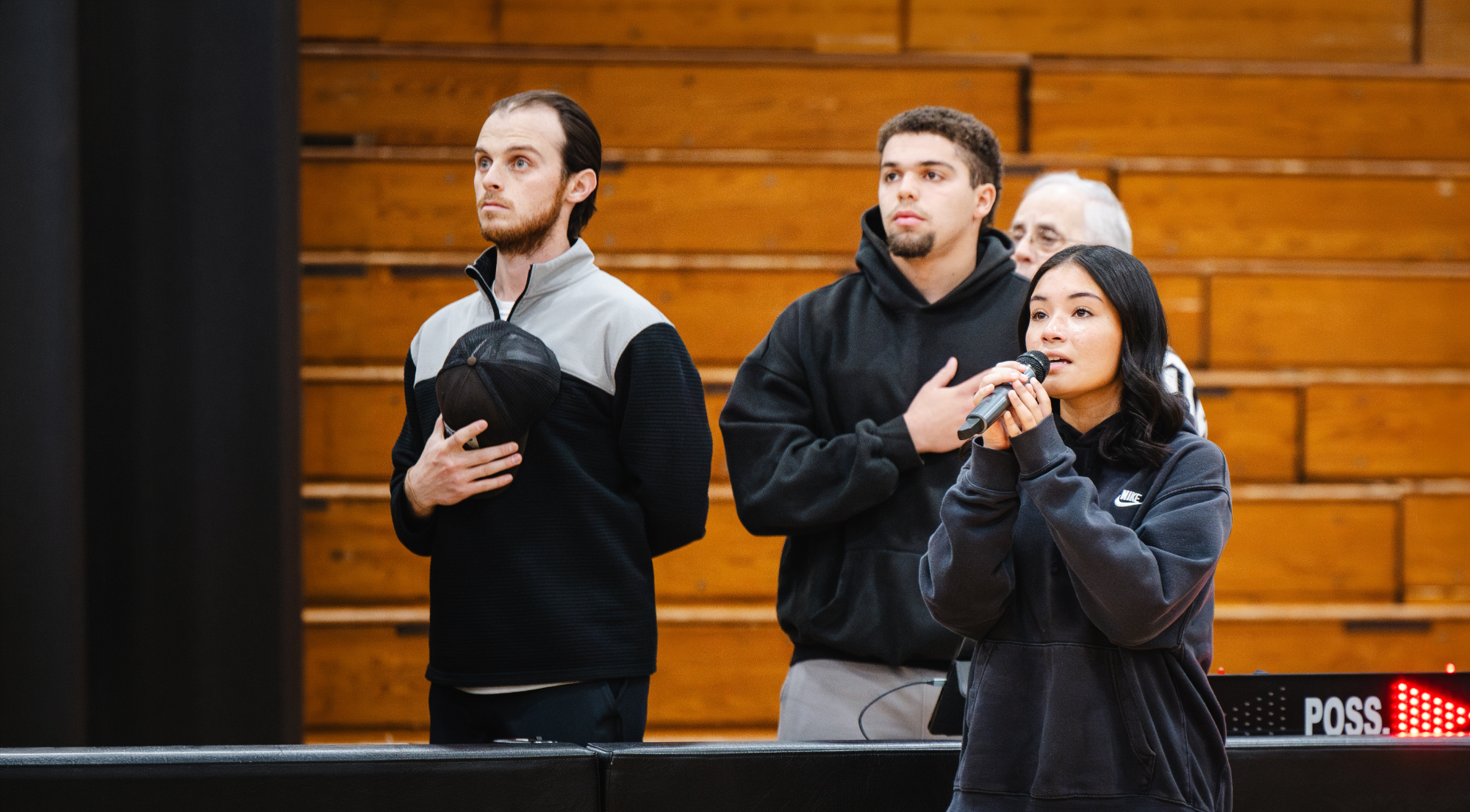 Joe O'Brien listens to the national anthem