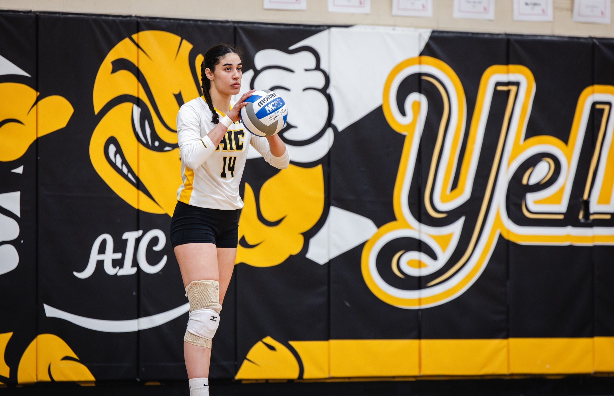 Victoria Mendez prepares to serve