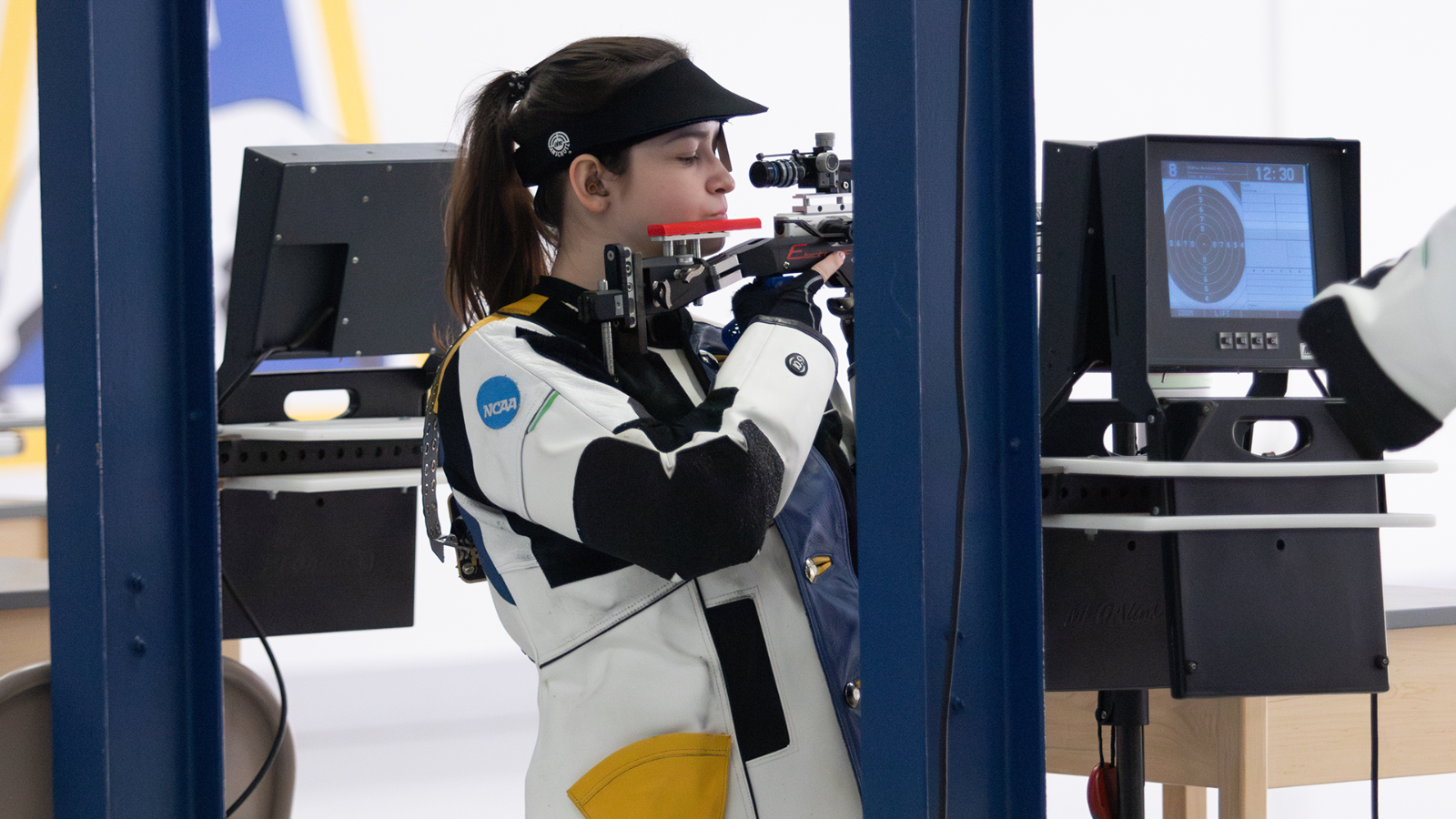 Lucie Kissenberger shooting at the E.F. Horton Rifle Range against Ohio State Oct. 2025