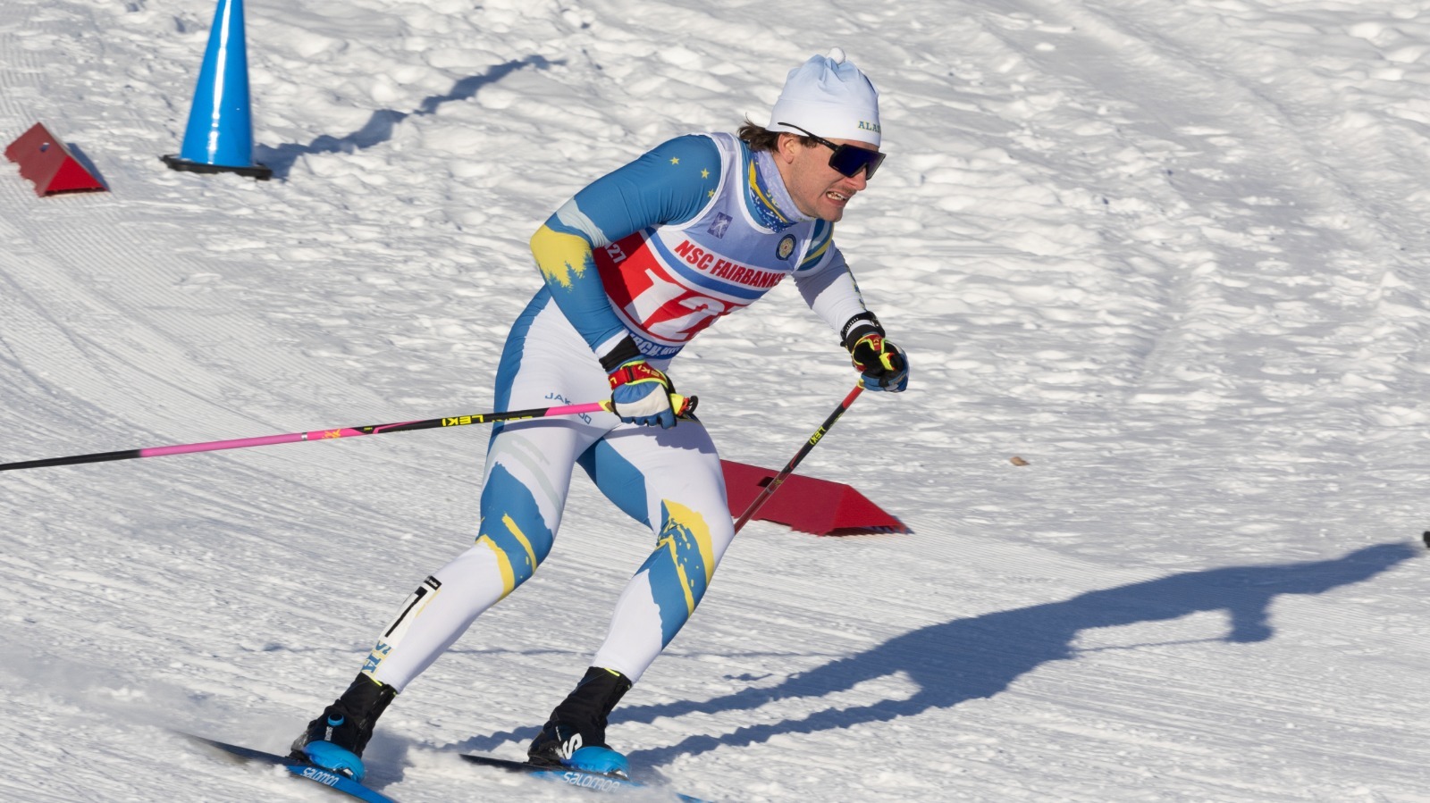 Gabriele Rigaudo skiing in the classic sprints at the UAF Invite, 2024-25