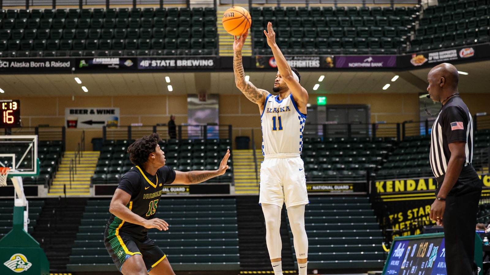 Jalai O'Keith shoots a jumper vs. Cal Poly Humboldt, Nov. 2025
