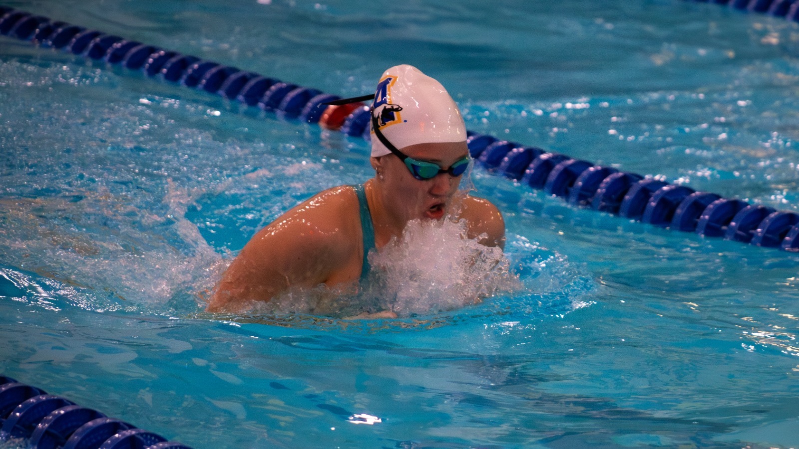 A Nanooks swimmer competes in the breaststroke vs. Simon Fraser on Oct. 31, 2025