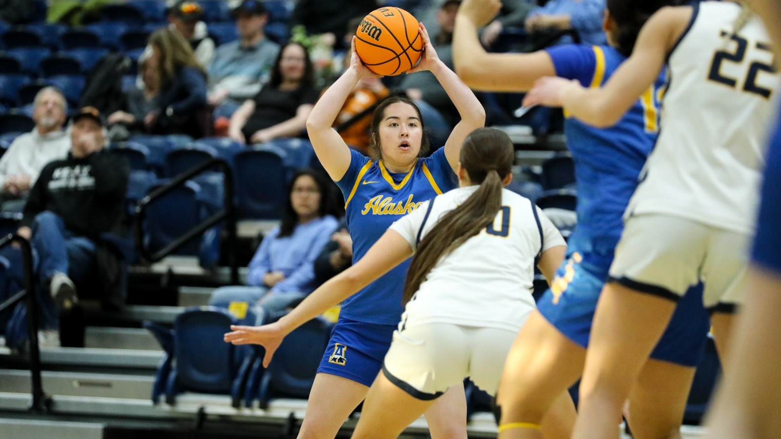 Emily Freeman looks for a pass at MSUB, Feb. 21, 2026