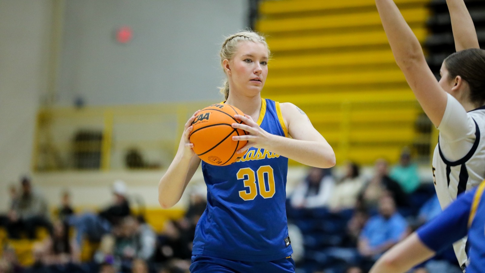 Amelia Brady with the ball at Montana State Billings, Feb. 21, 2026