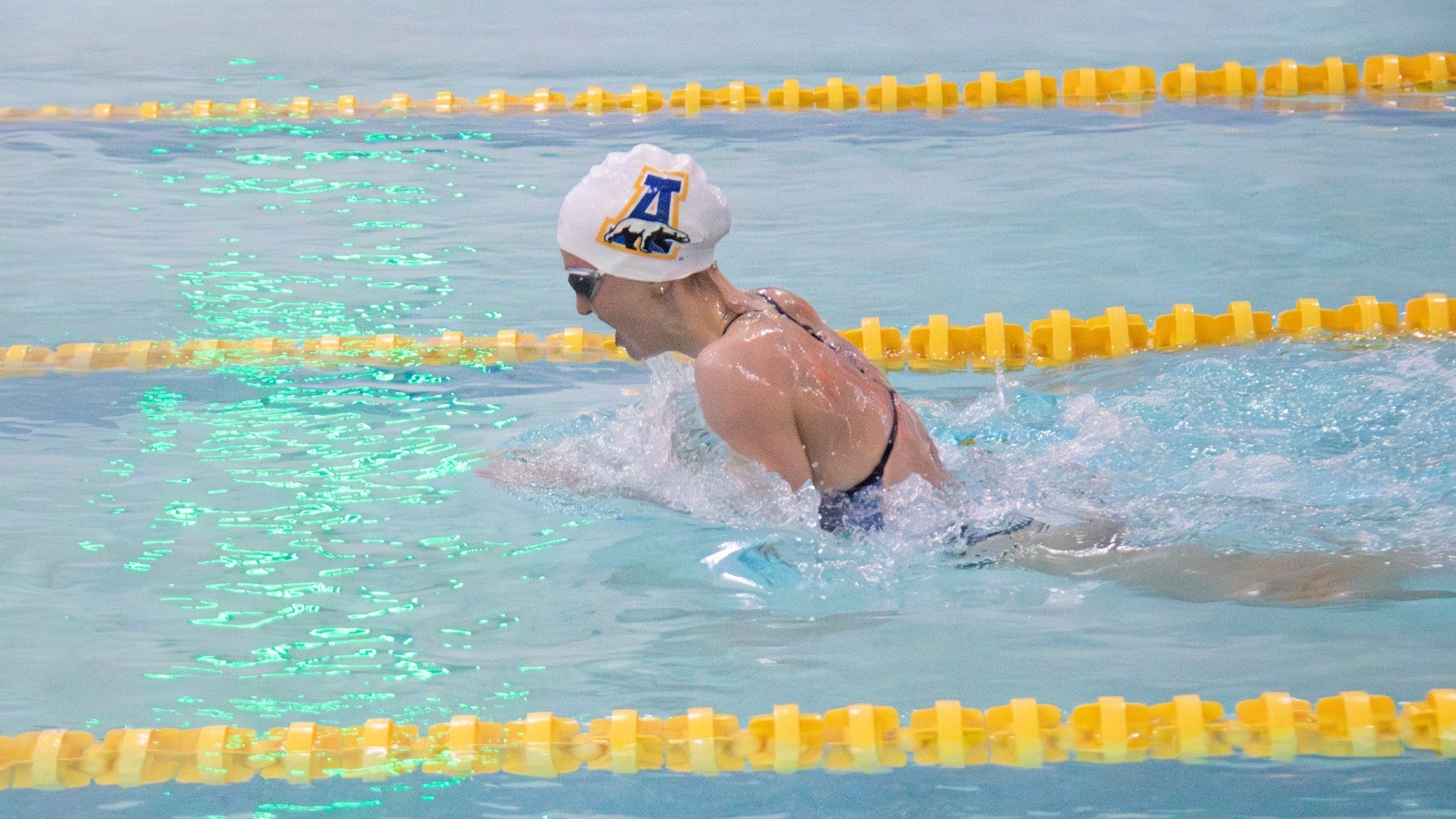 Dorka Dancsok swims in the breaststroke vs. Westmont, 2025-26