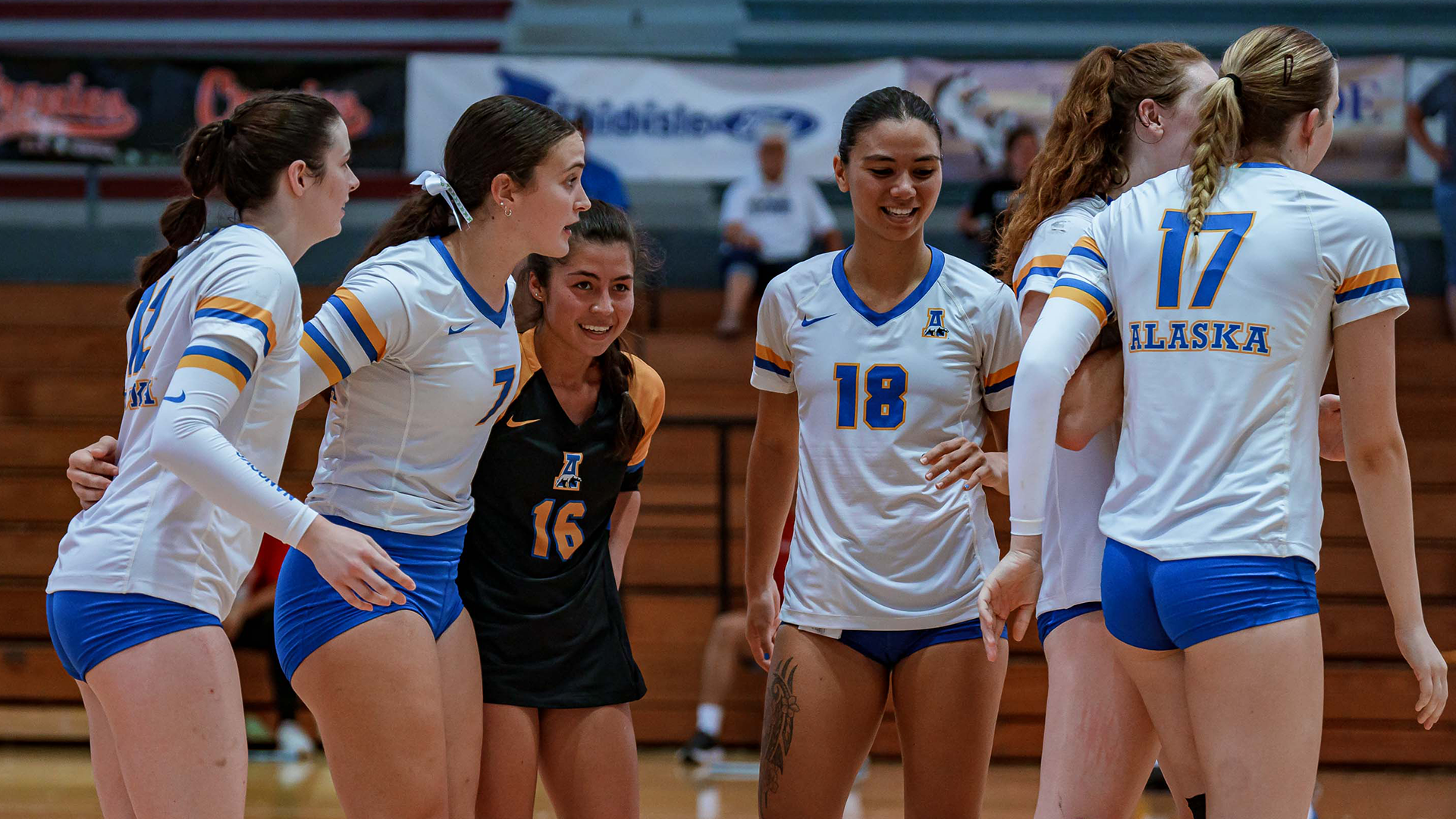 The Nanooks smile and celebrate a point 