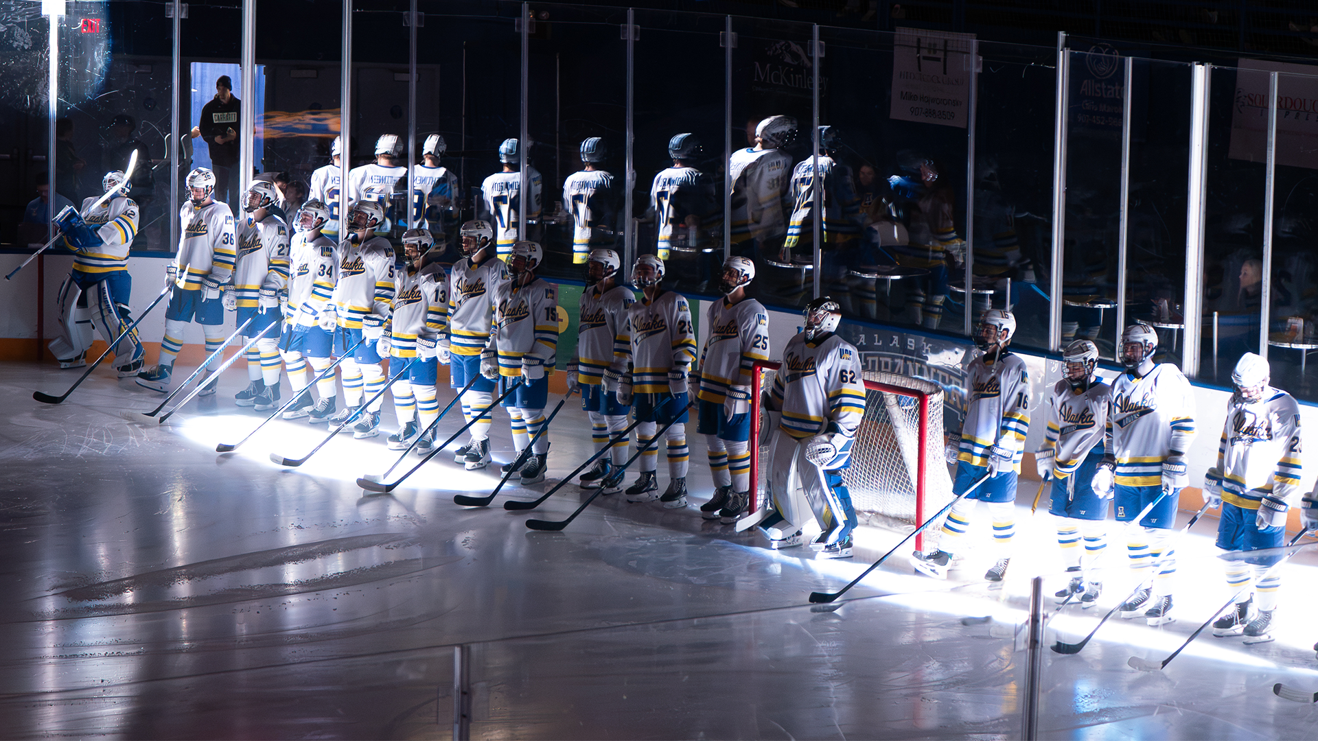 Nanooks line up on the goal line against UMary