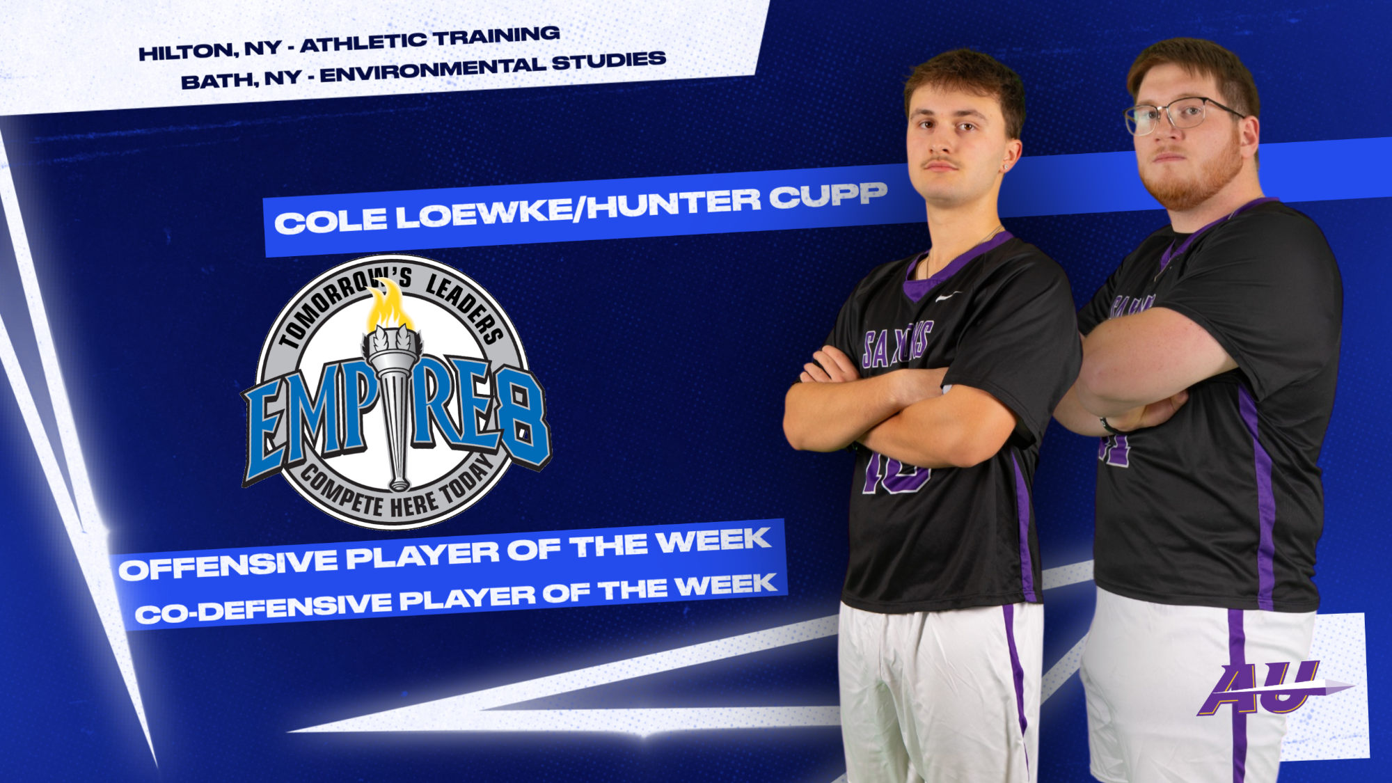 Empire 8 Men's Lacrosse Offensive Player and Co-Defensive Player of the Week - Cole Loewke and Hunter Cupp