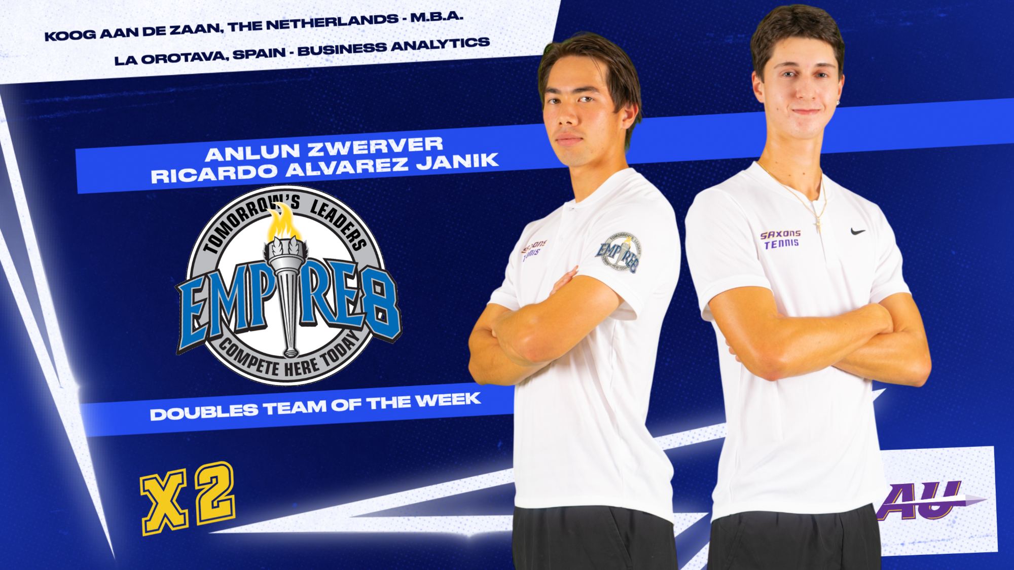 Empire 8 Men's Tennis Doubles Team of the Week - Anlun Zwerver & Ricardo Alvarez Janik