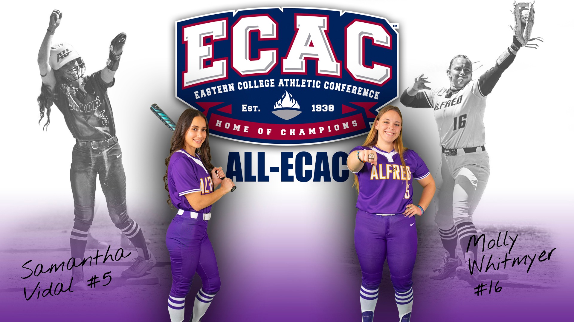 2026 All-ECAC Softball - Samantha Vidal and Molly Whitmyer