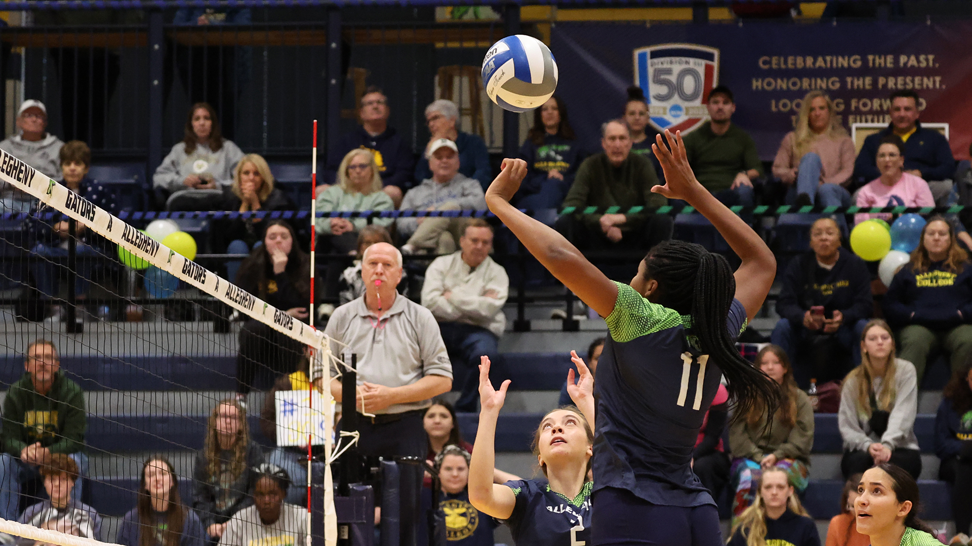 Allegheny College volleyball vs. St. Vincent on Senior Day, Oct. 25, 2025. Photo by Ed Mailliard.