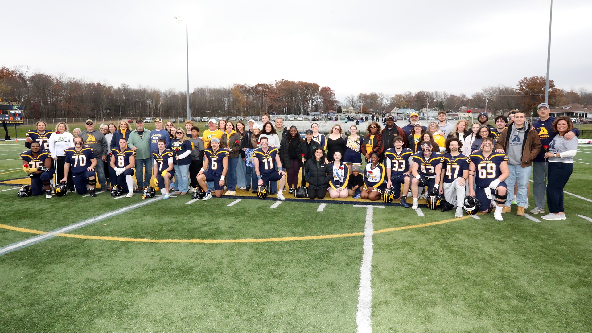 Allegheny College football senior day photo, Nov. 15, 2025. Photo by Ed Mailliard.