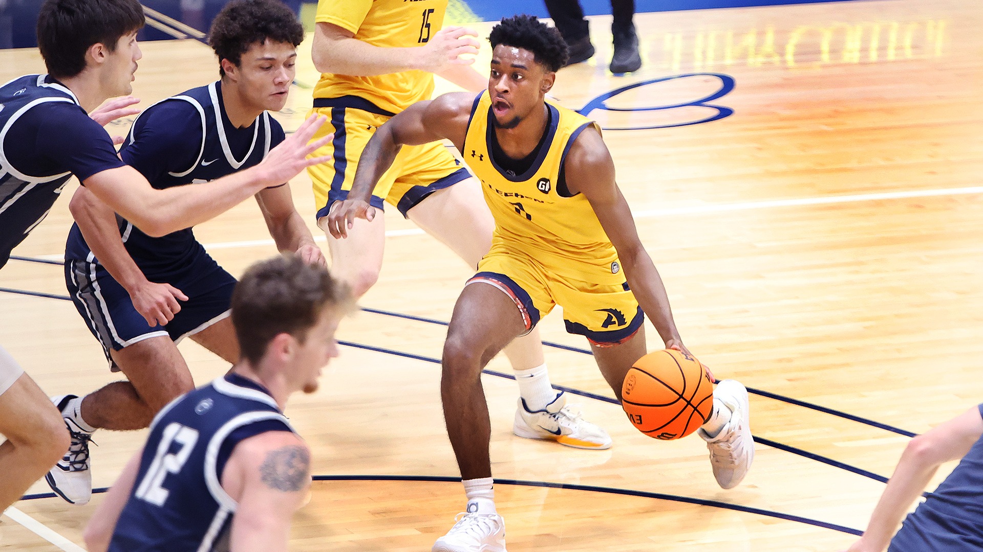 Jayson Perry drives against Penn State Behrend