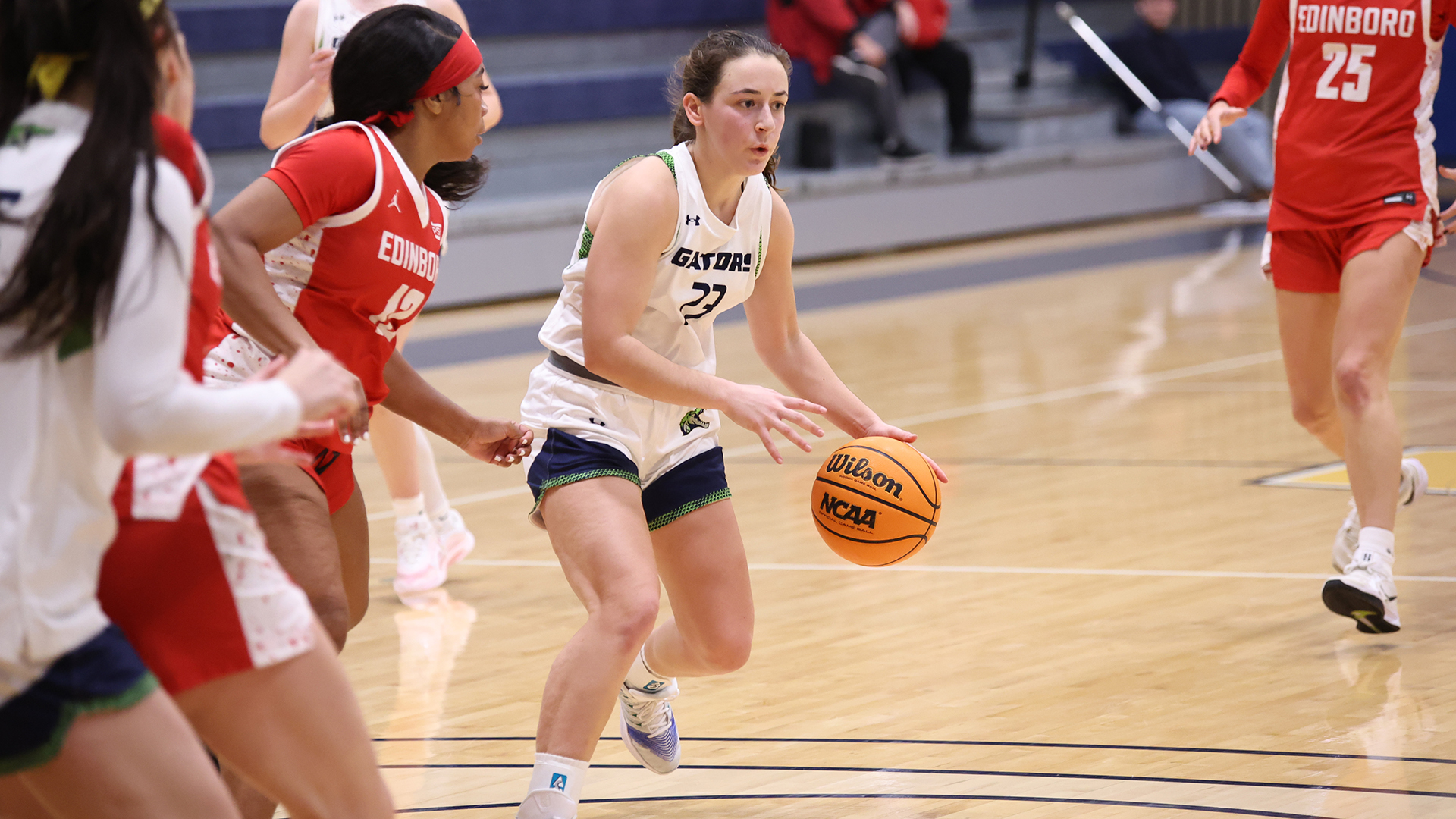 Allegheny College women’s basketball vs. Edinboro, Dec. 12, 2025. Photo by Ed Mailliard.